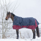 EQUITHÈME Outdoor Rug Tyrex 1200D 150g with Half Neck Navy/Bordeaux