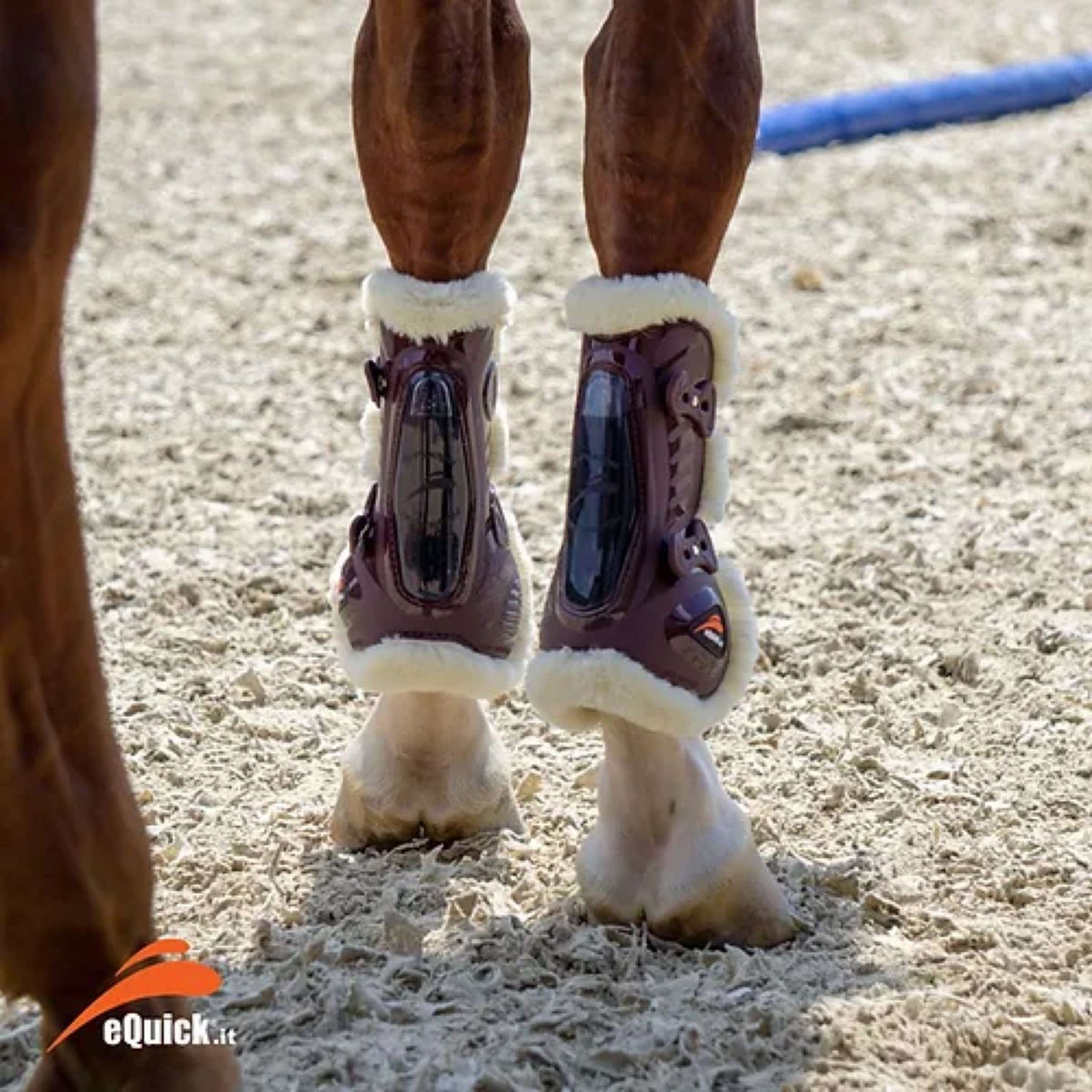 eQuick Tendon Boots eShock Legend Front Velcro Fluffy Brown