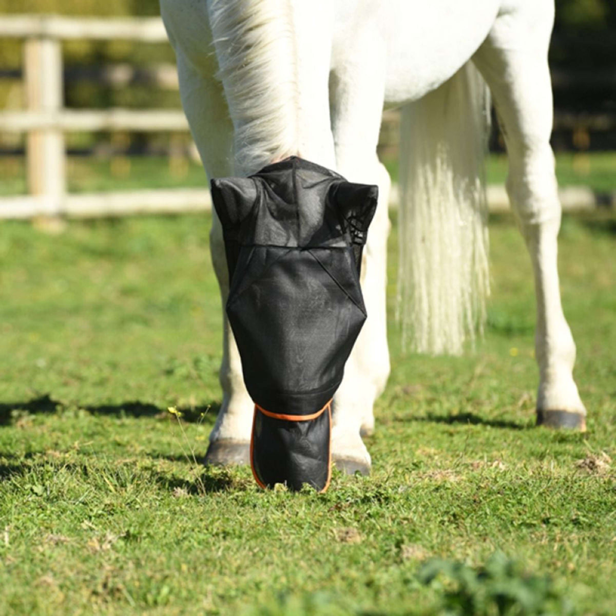 Equilibrium Fly Mask Field Relief Max With Nose Protection Black/Orange