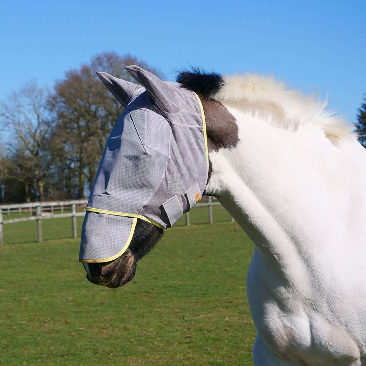 Equilibrium Fly Mask Field Relief Max With Nose Protection Grey/Yellow