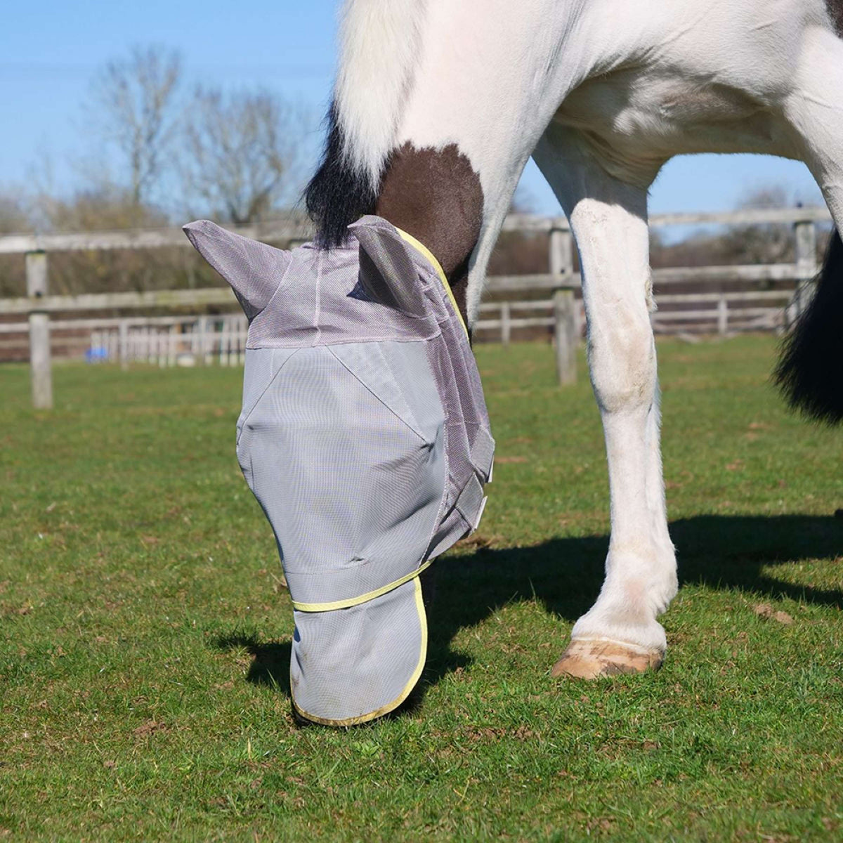 Equilibrium Fly Mask Field Relief Max With Nose Protection Grey/Yellow