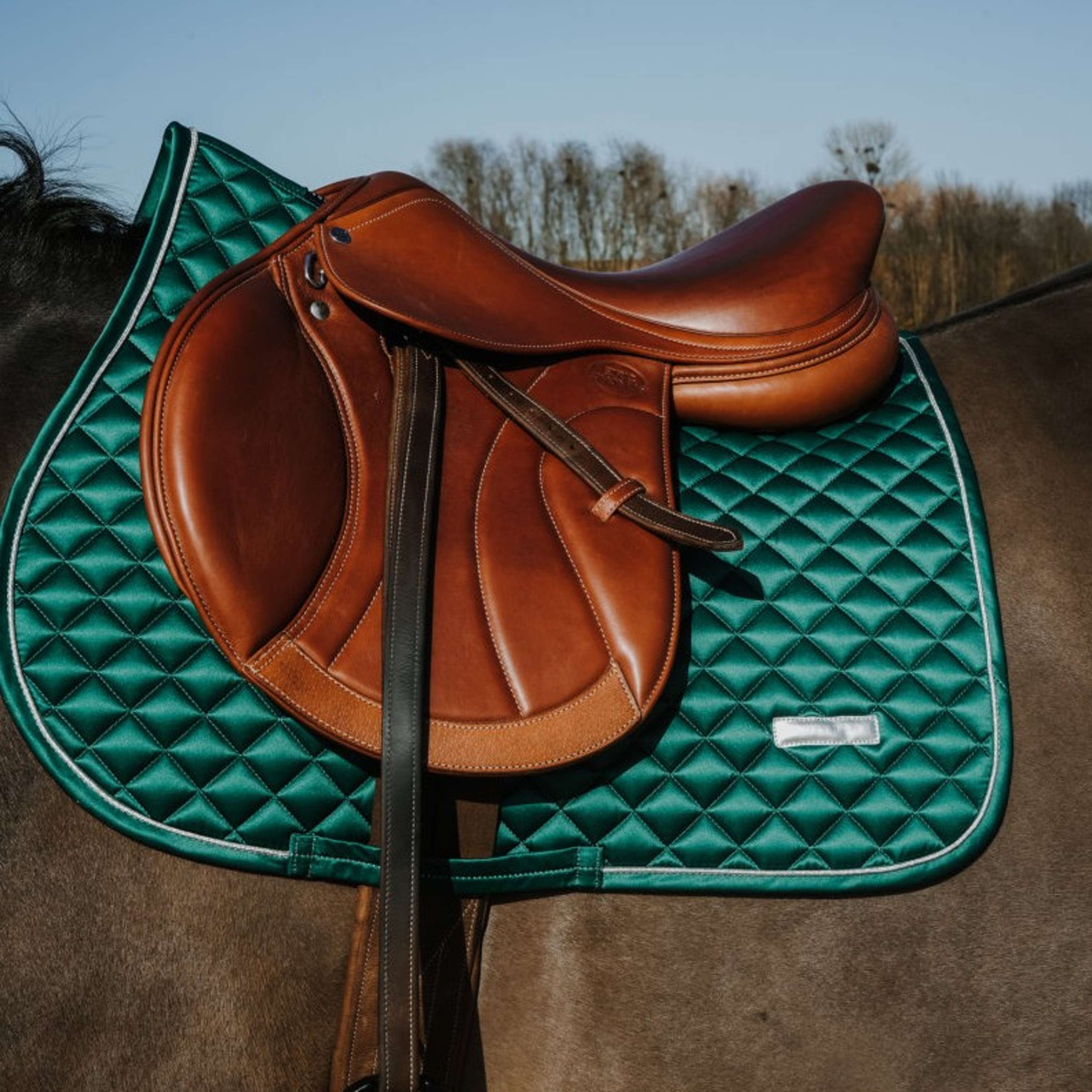 EQUITHÈME Saddlepad Nacre Jumping Dark Green