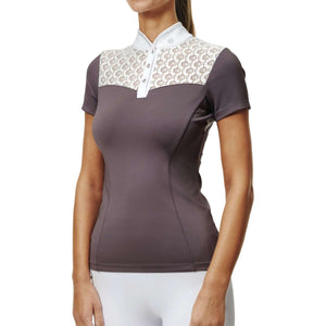 Equestrian Stockholm Competition Shirt Crystal Champion White/Dark Violet