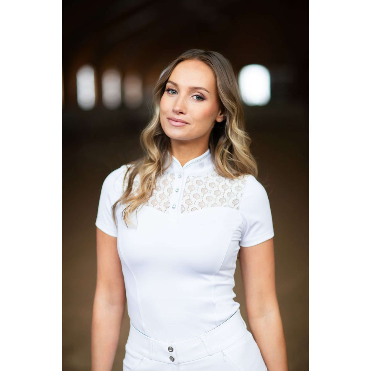 Equestrian Stockholm Competition Shirt Crystal Champion White