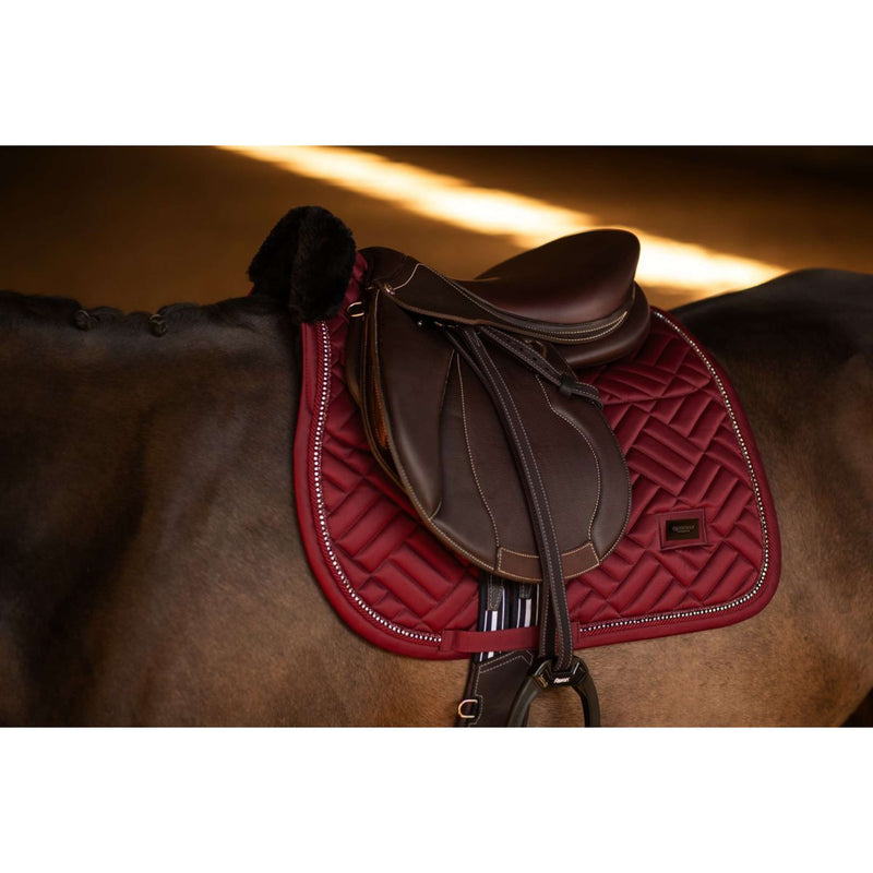 Equestrian Stockholm Saddlepad Vegan Fur Jumping Crystal Bordeaux