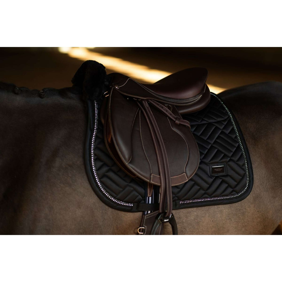 Equestrian Stockholm Saddlepad Vegan Fur Jumping Crystal Black