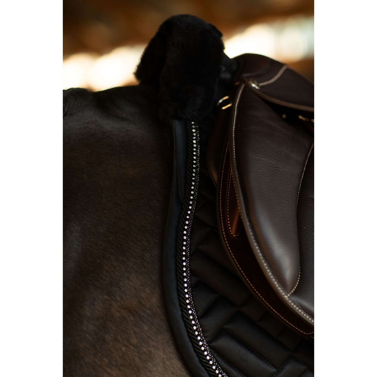 Equestrian Stockholm Saddlepad Vegan Fur Jumping Crystal Black