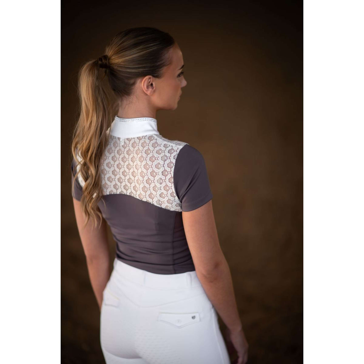 Equestrian Stockholm Competition Shirt Crystal Champion White/Dark Violet