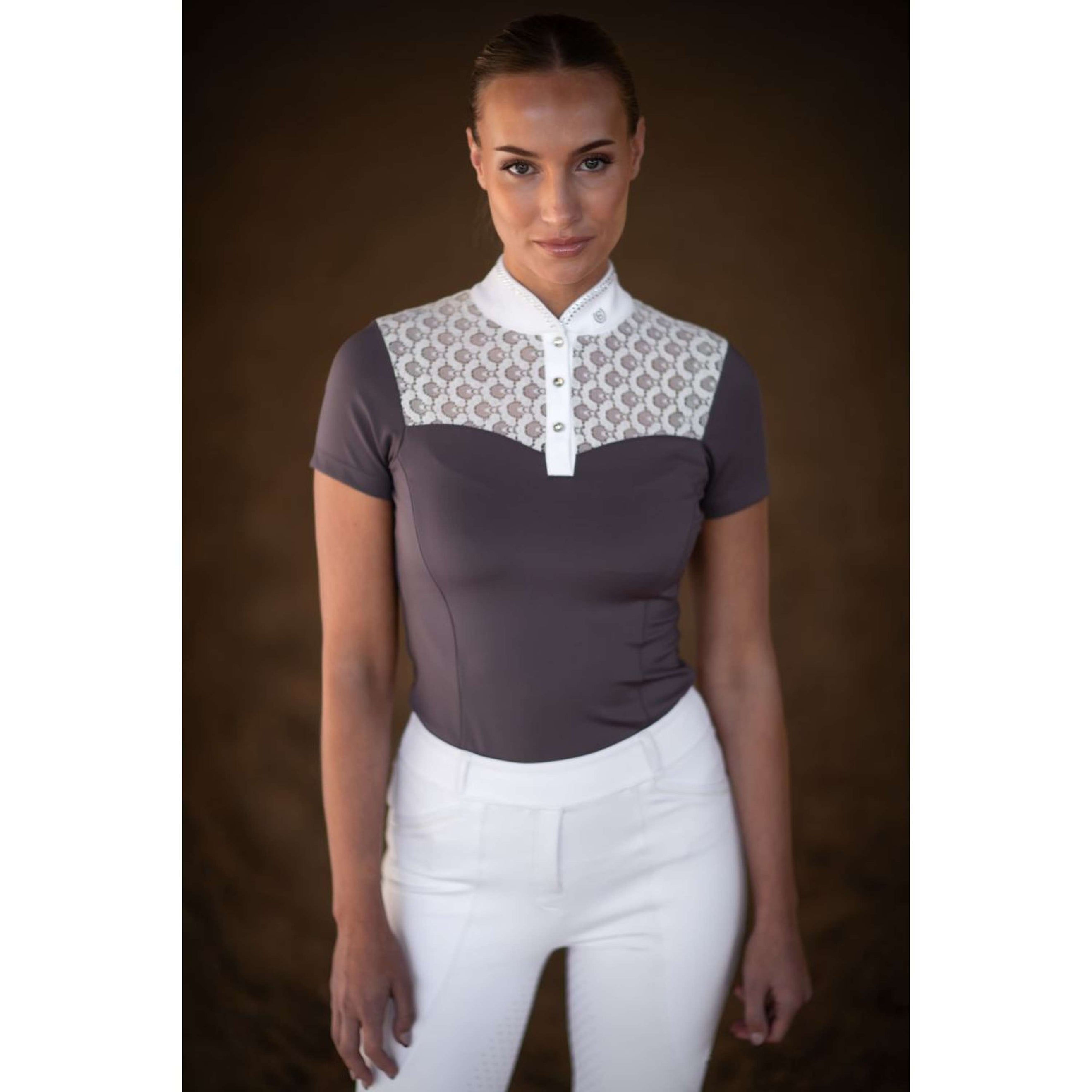 Equestrian Stockholm Competition Shirt Crystal Champion White/Dark Violet