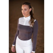 Equestrian Stockholm Competition Shirt Fine Line White/Dark Violet