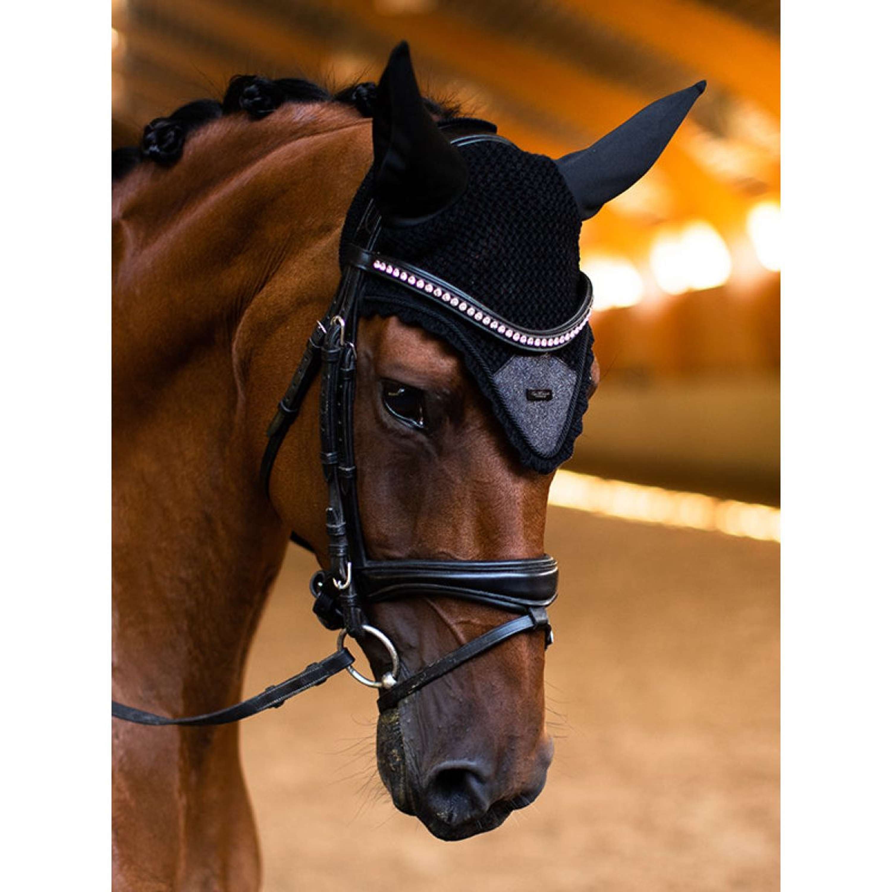 Equestrian Stockholm Ear Bonnet All Black Glimmer
