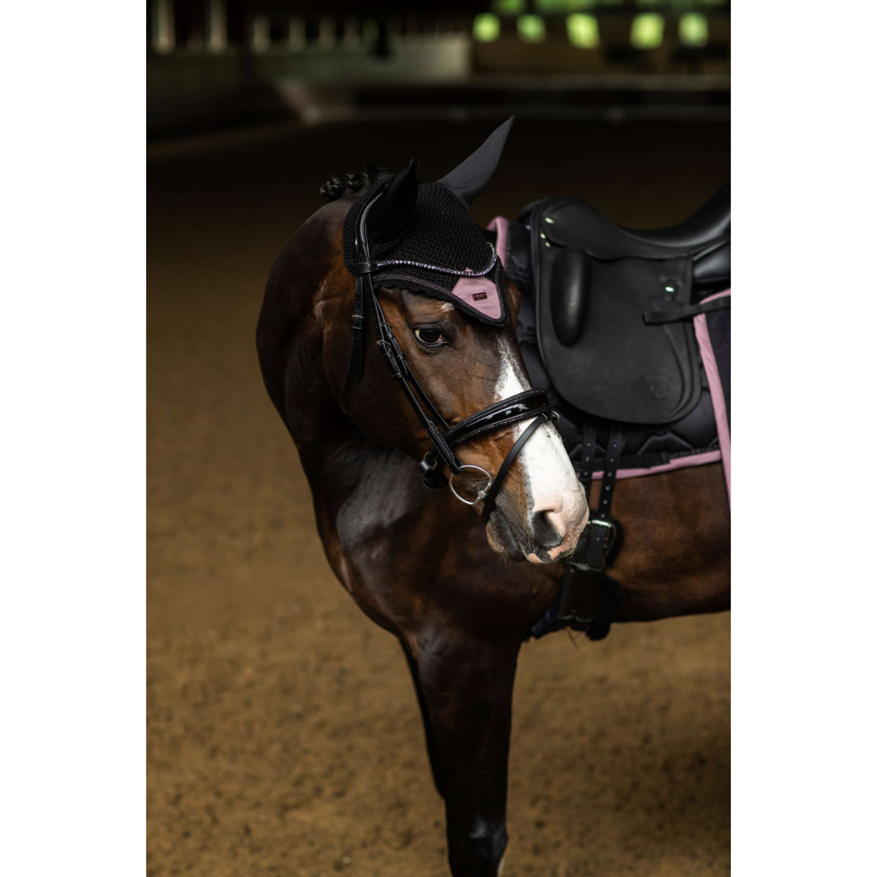 Equestrian Stockholm Ear Bonnet Black/Blush