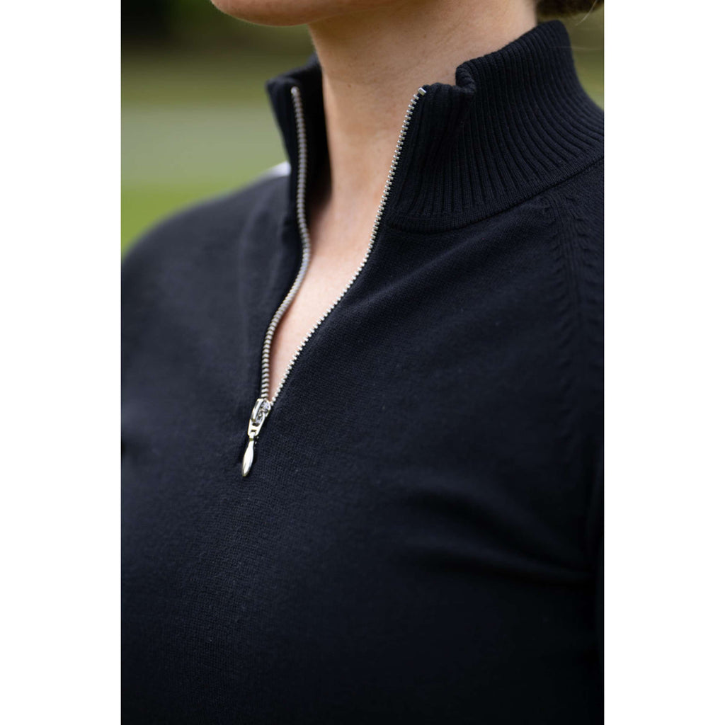 Equestrian Stockholm Knitted Zip Top Black