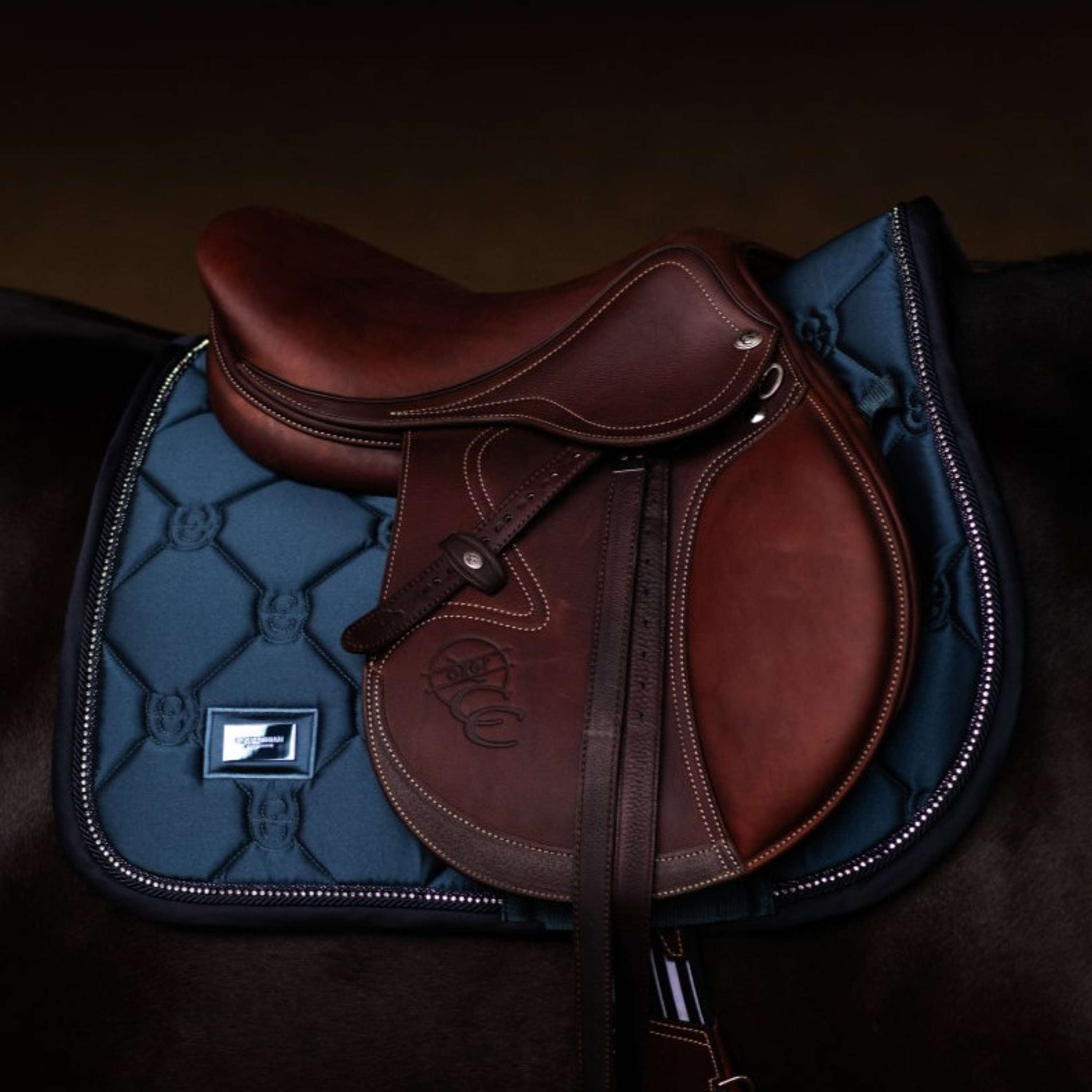 Equestrian Stockholm Saddlepad Crystal Shine Jumping Blue Meadow