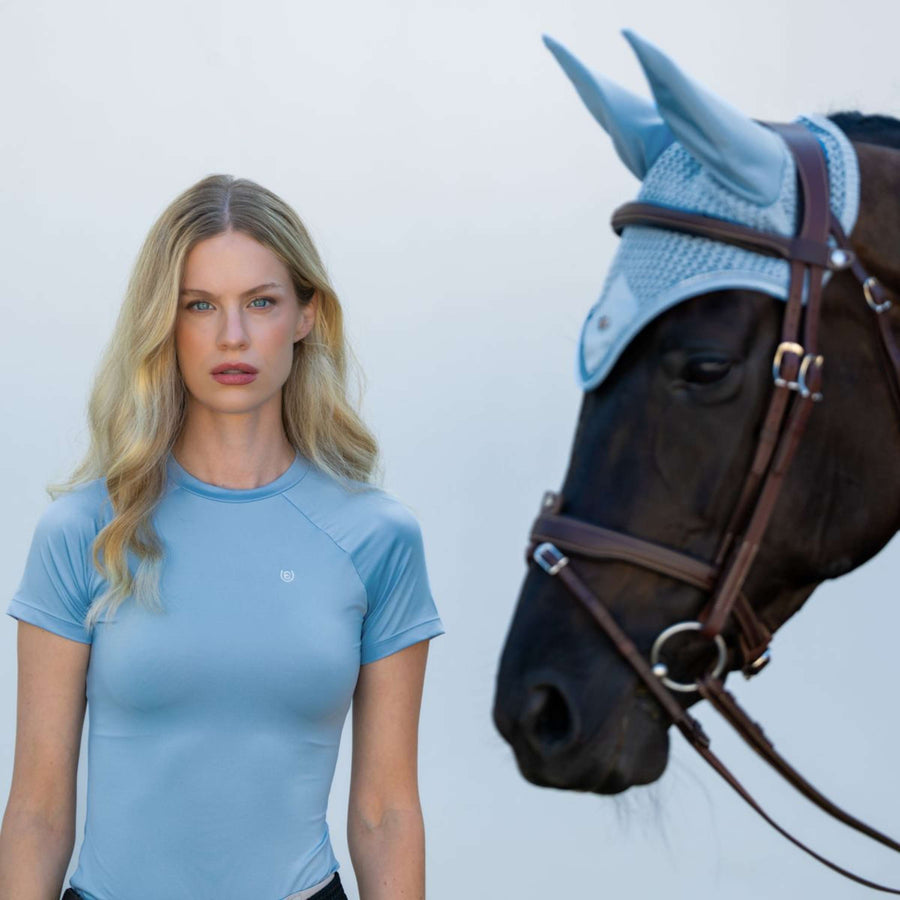 Equestrian Stockholm Ear Bonnet Modern Midsummer Blue