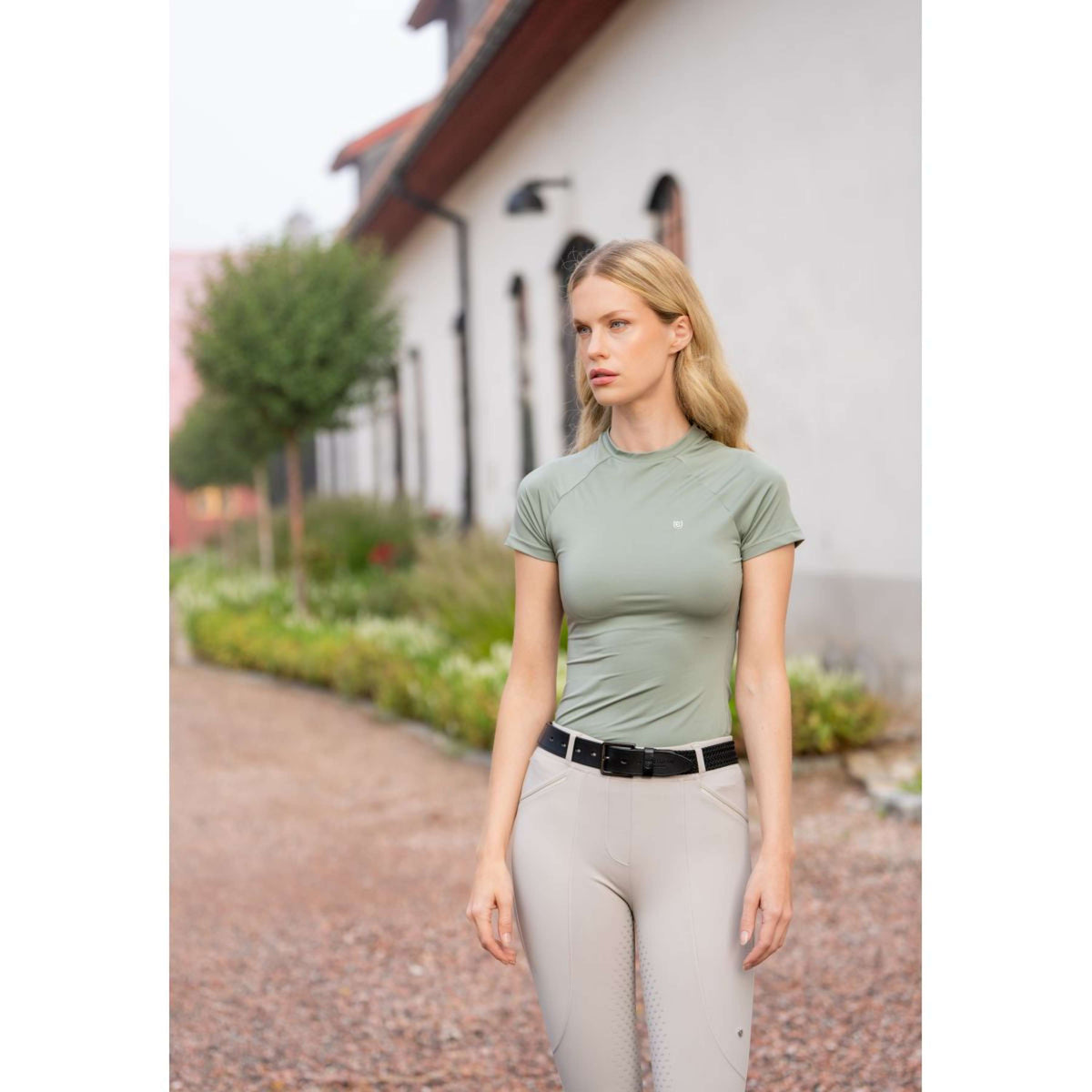 Equestrian Stockholm Shirt Dynamic Short Sleeve Pistachio White