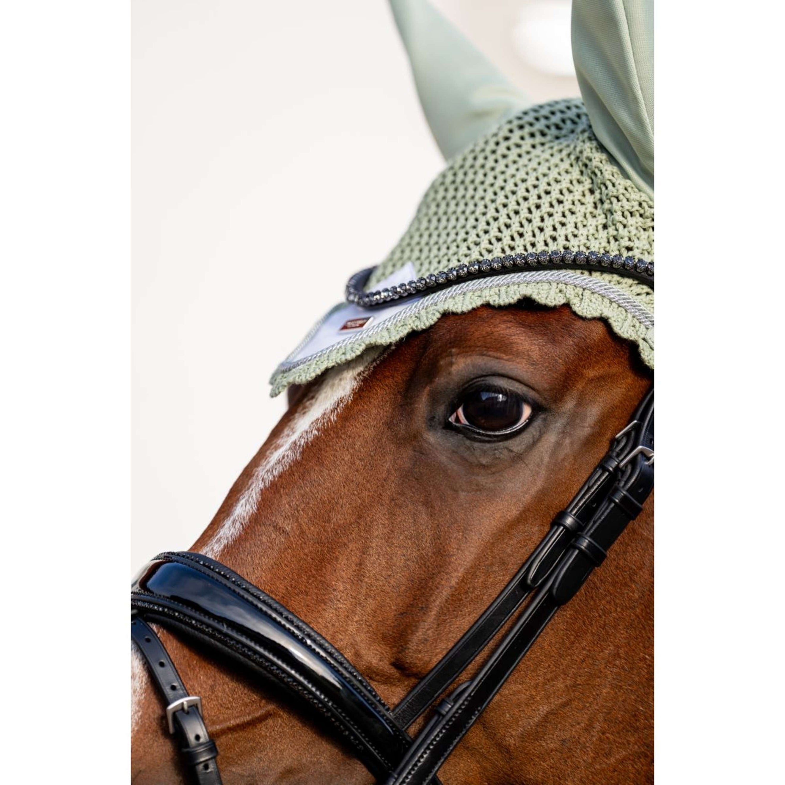 Equestrian Stockholm Ear Bonnet Pistachio White