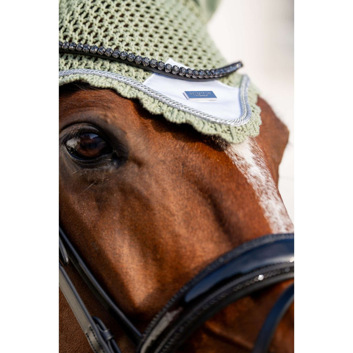 Equestrian Stockholm Ear Bonnet Pistachio White