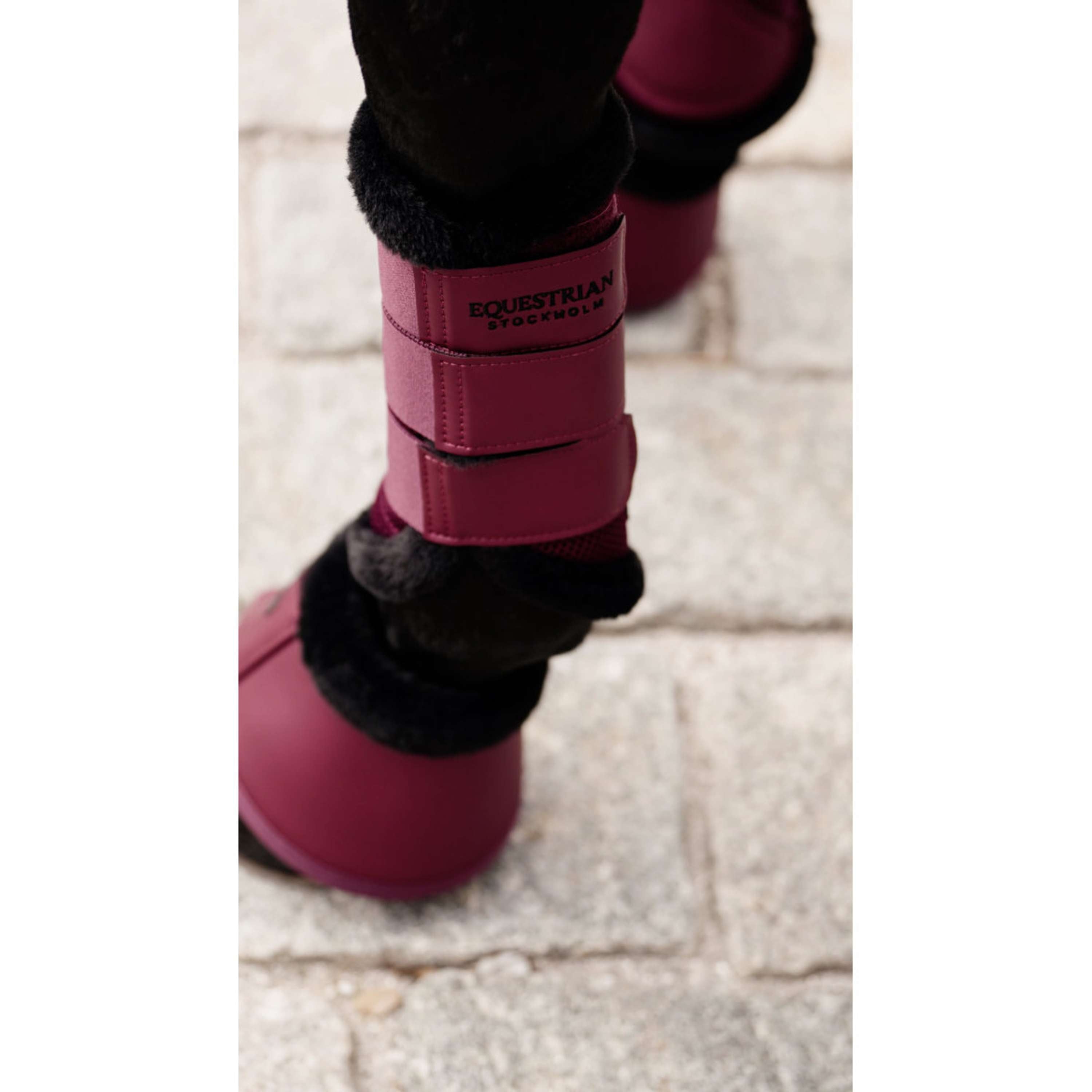 Equestrian Stockholm Leg Protectors Fur Mesh Merlot