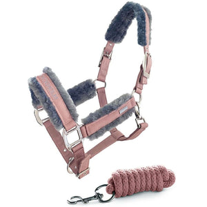 Equestrian Stockholm Halter and Leadrope Fur Pink