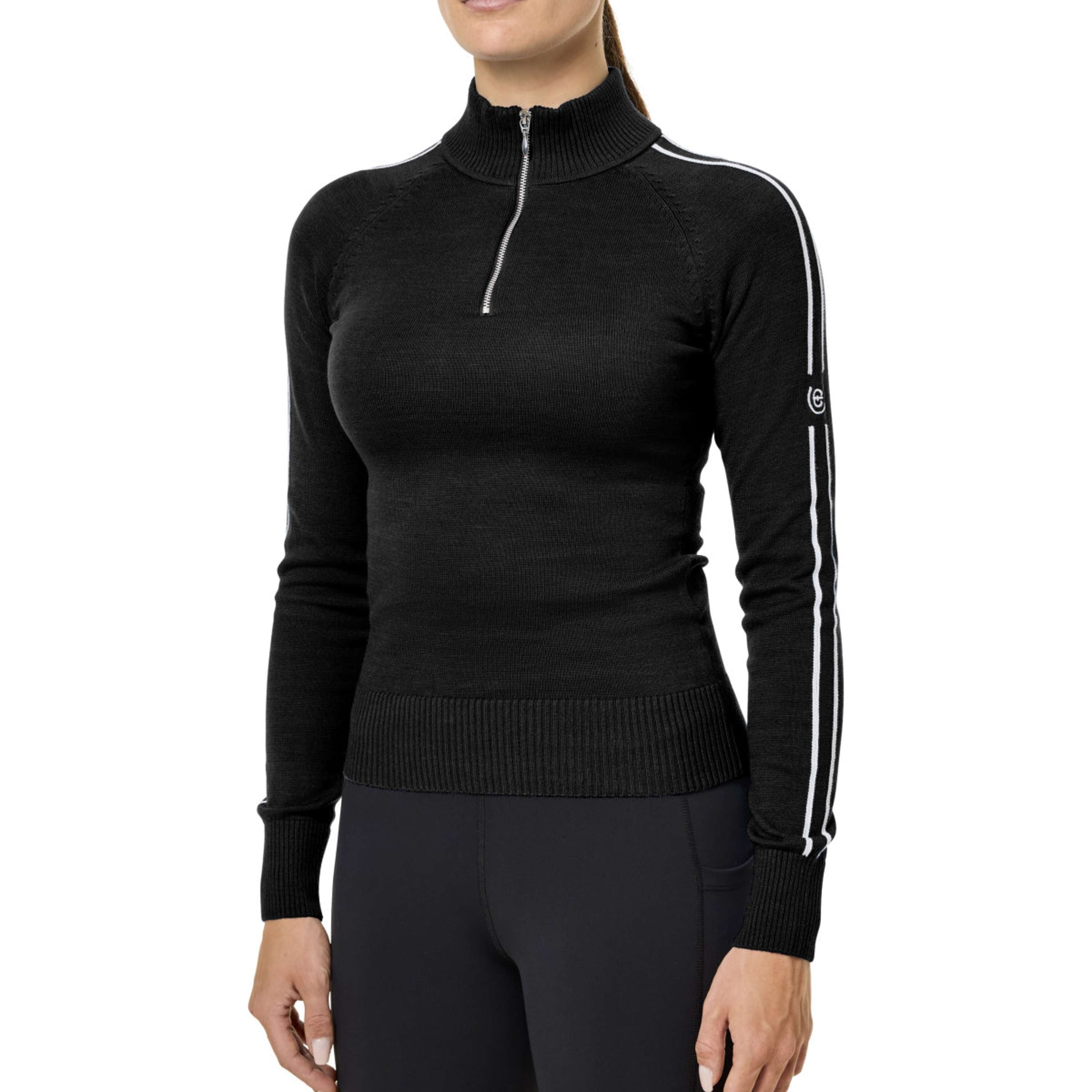 Equestrian Stockholm Knitted Zip Top Black