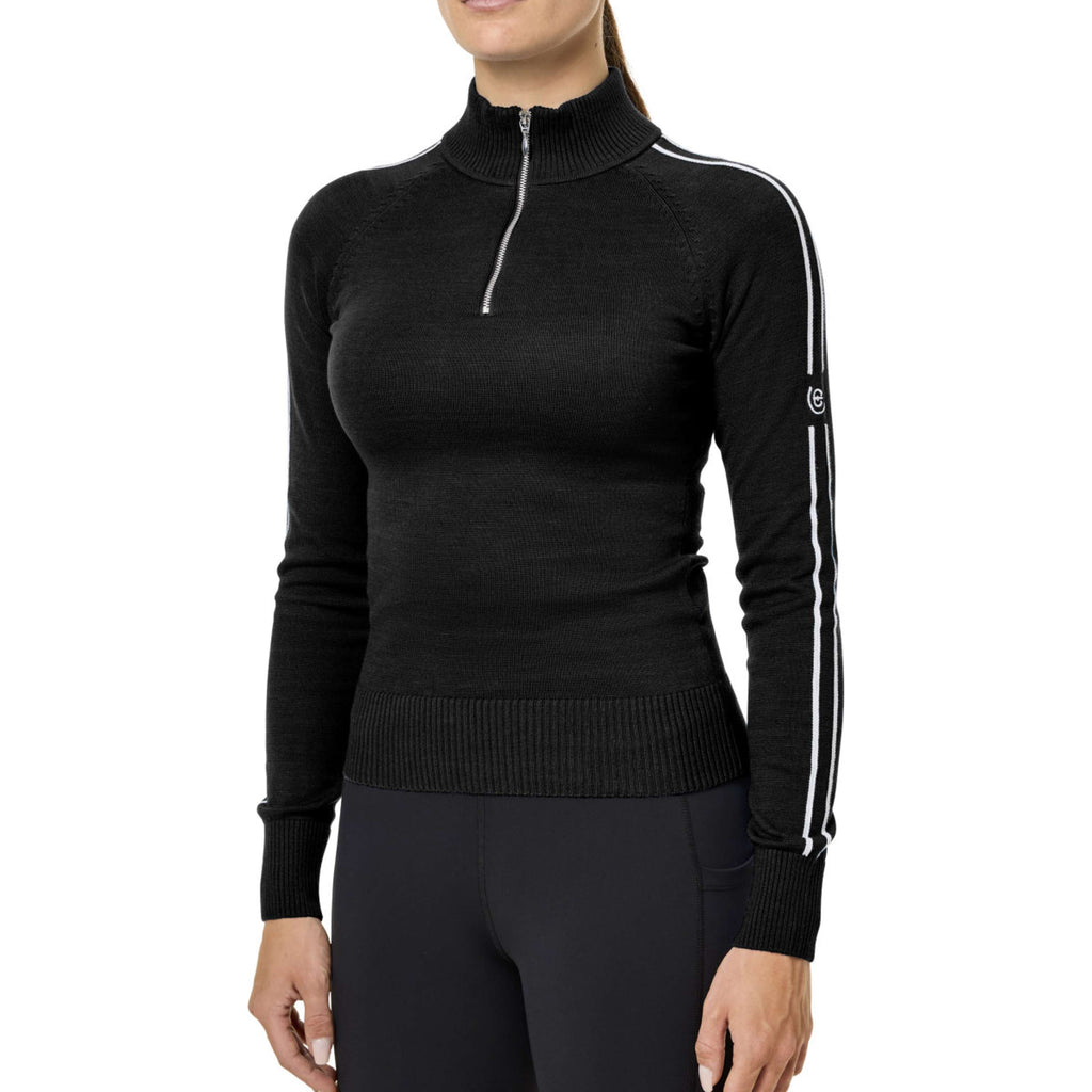 Equestrian Stockholm Knitted Zip Top Black