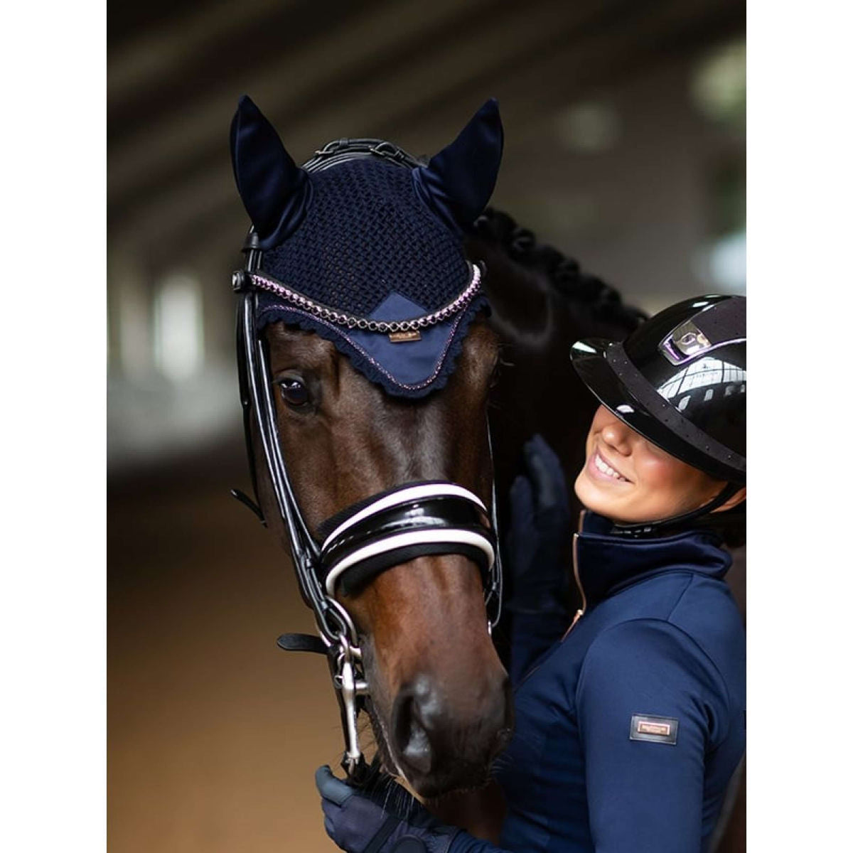 Equestrian Stockholm Ear Bonnet Modern Lagoon Blush