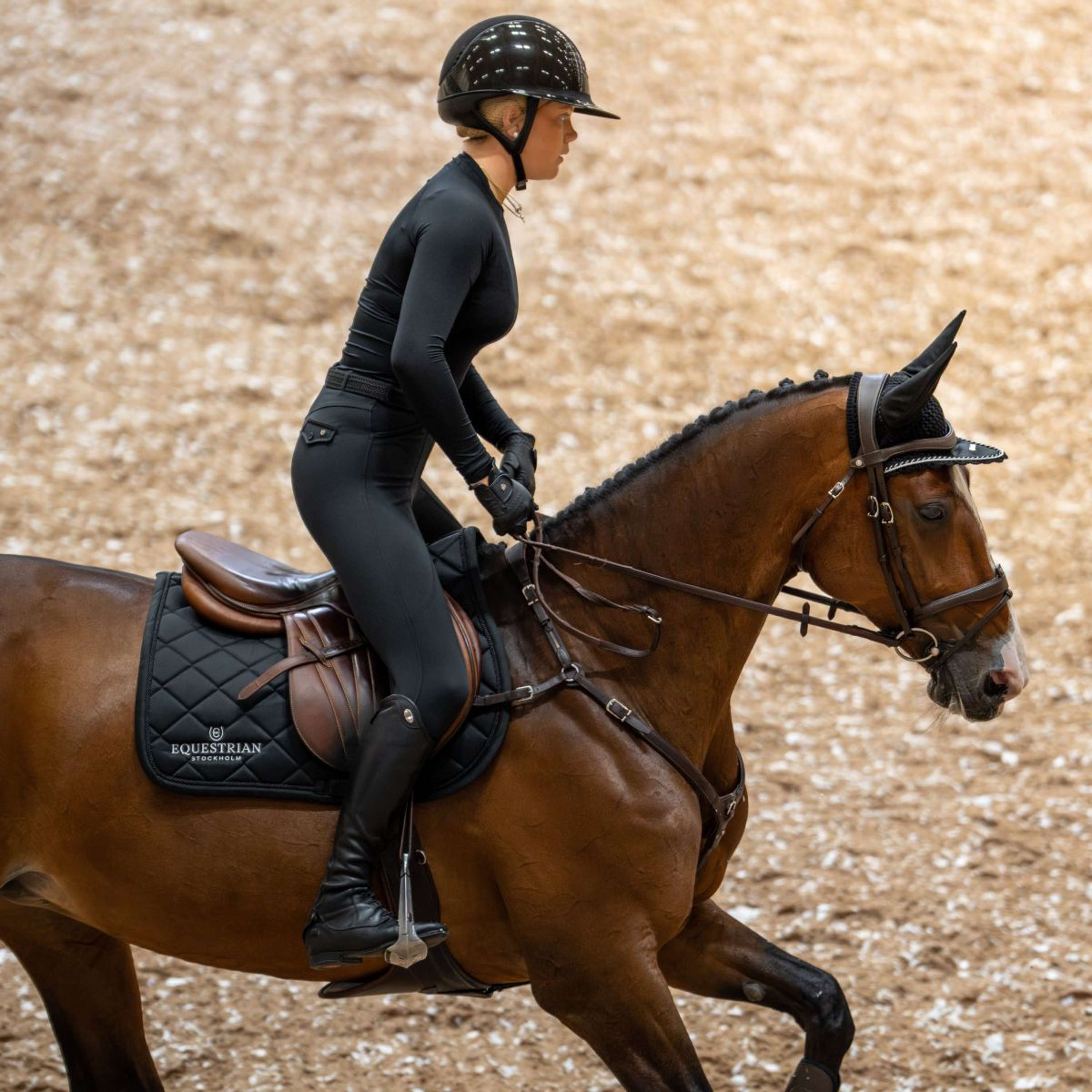 Equestrian Stockholm Saddlepad Line Jumping Black