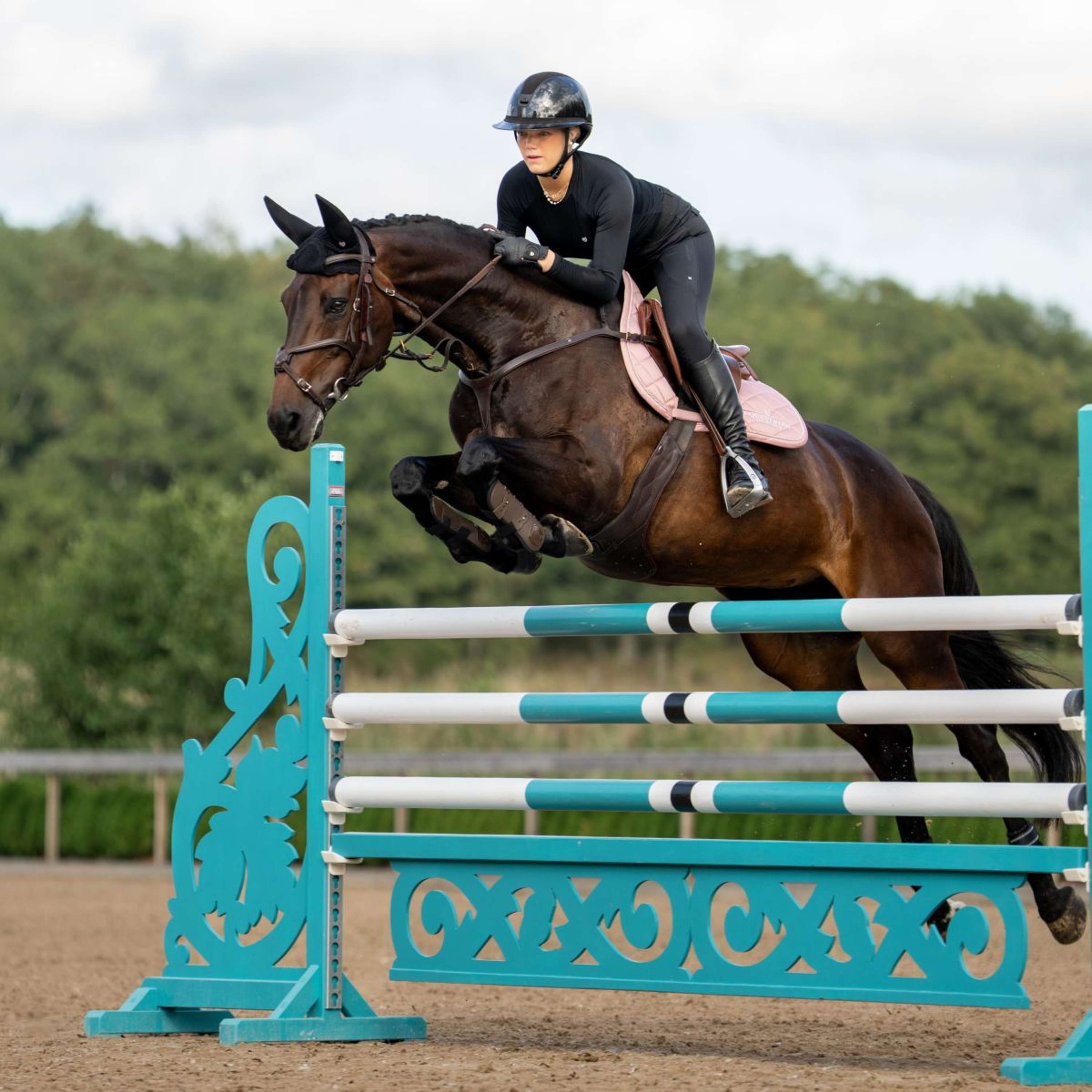 Equestrian Stockholm Saddlepad Line Jumping Pink