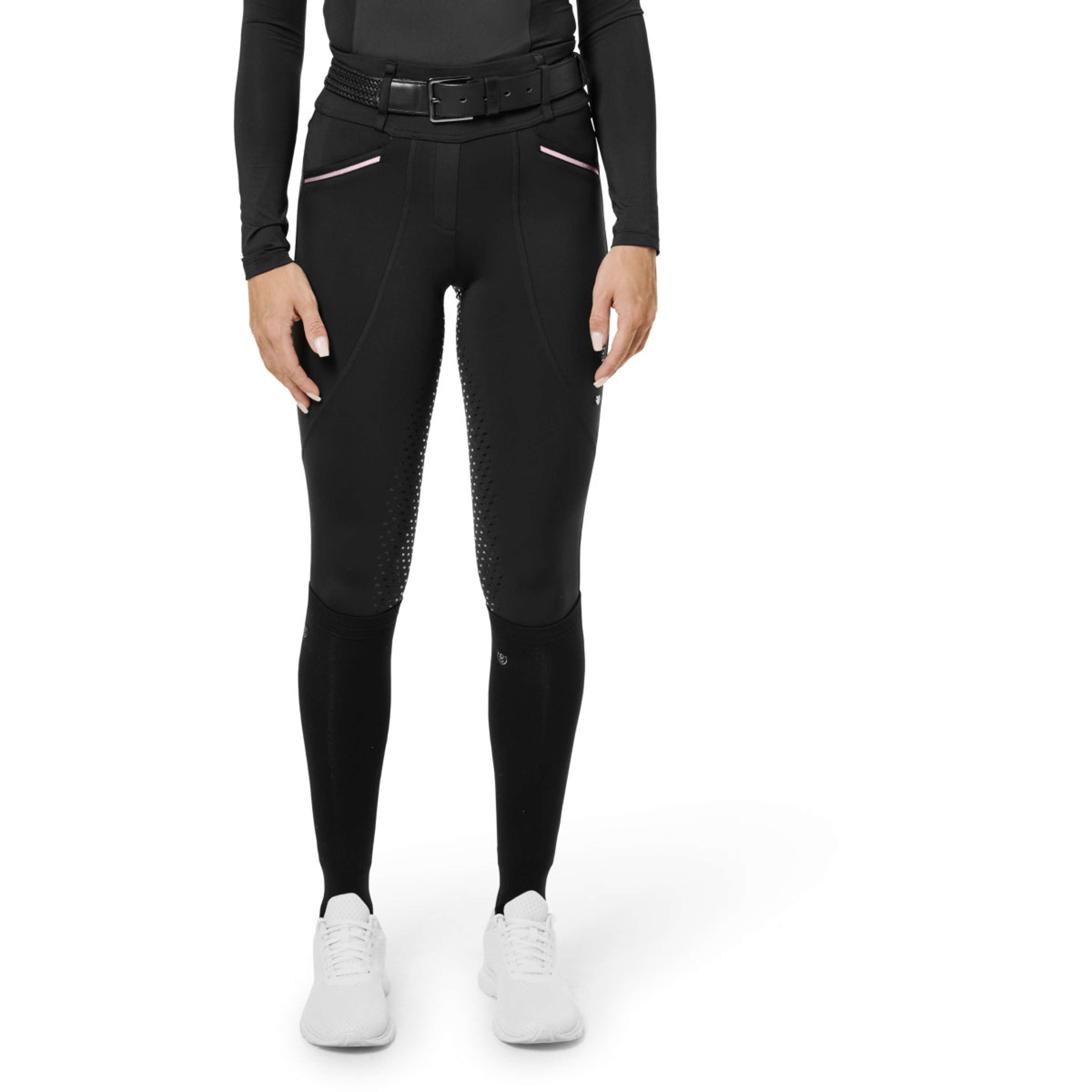 Equestrian Stockholm Riding Legging Premium Full Grip Black & Pink Glimmer