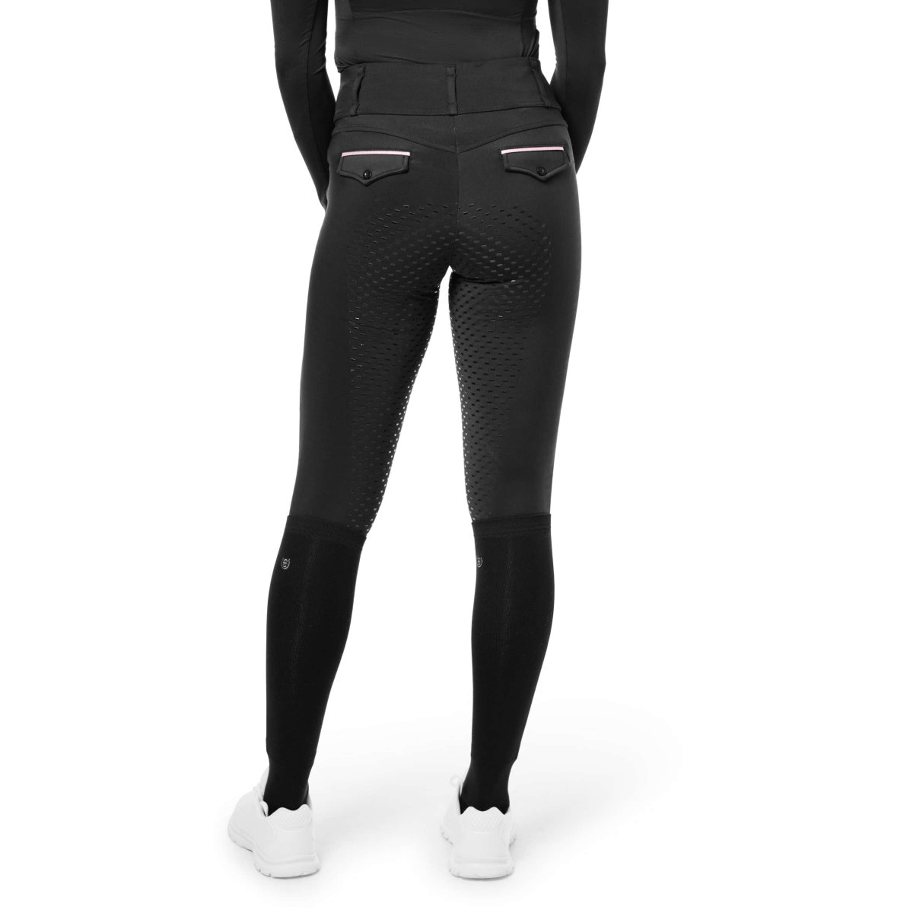 Equestrian Stockholm Riding Legging Premium Full Grip Black & Pink Glimmer