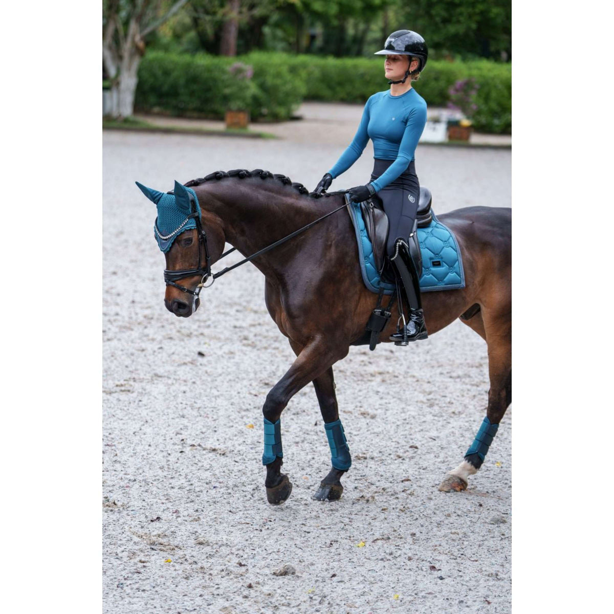 Equestrian Stockholm Ear Bonnet Modern Teal Blue