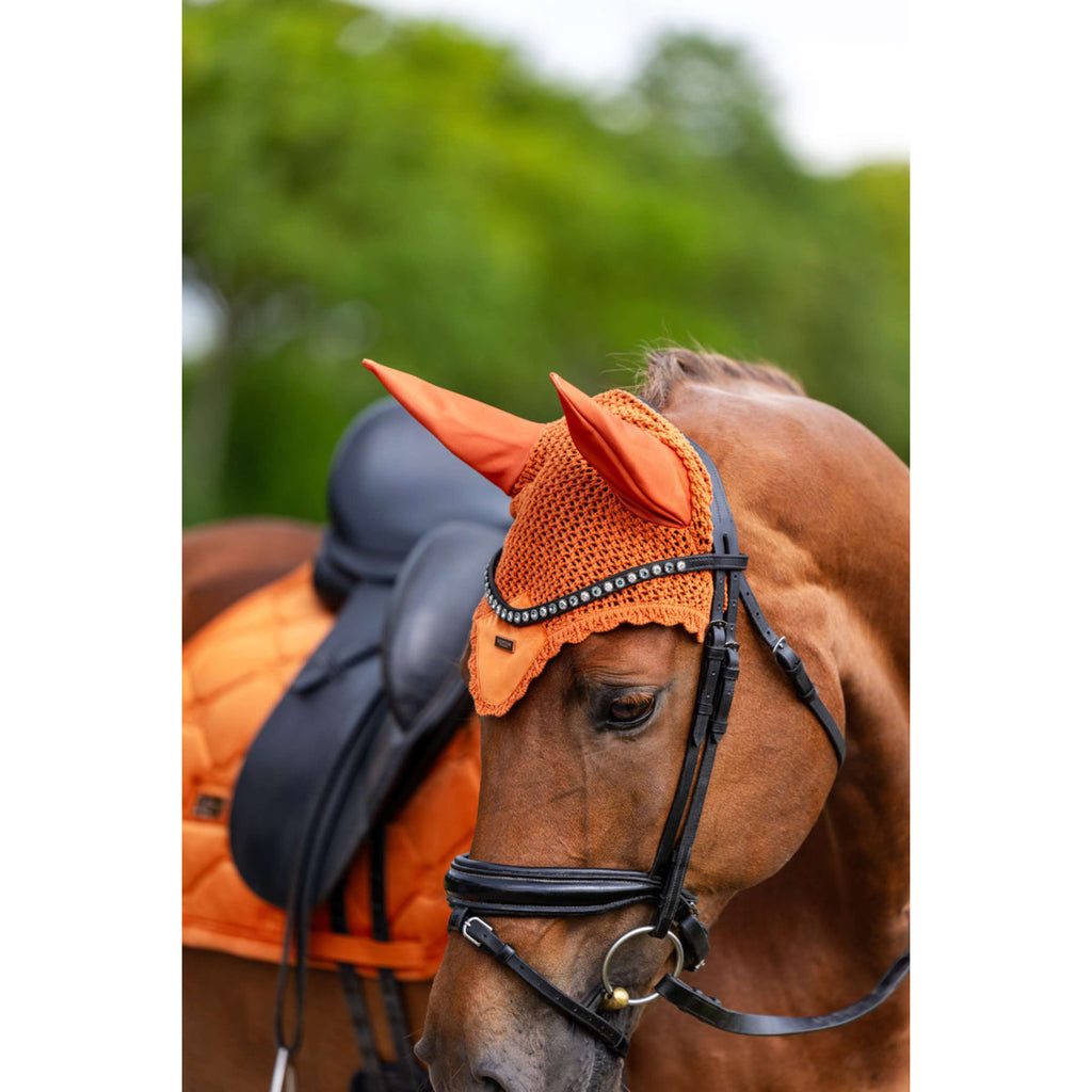 Equestrian Stockholm Ear Bonnet Velvet Chestnut