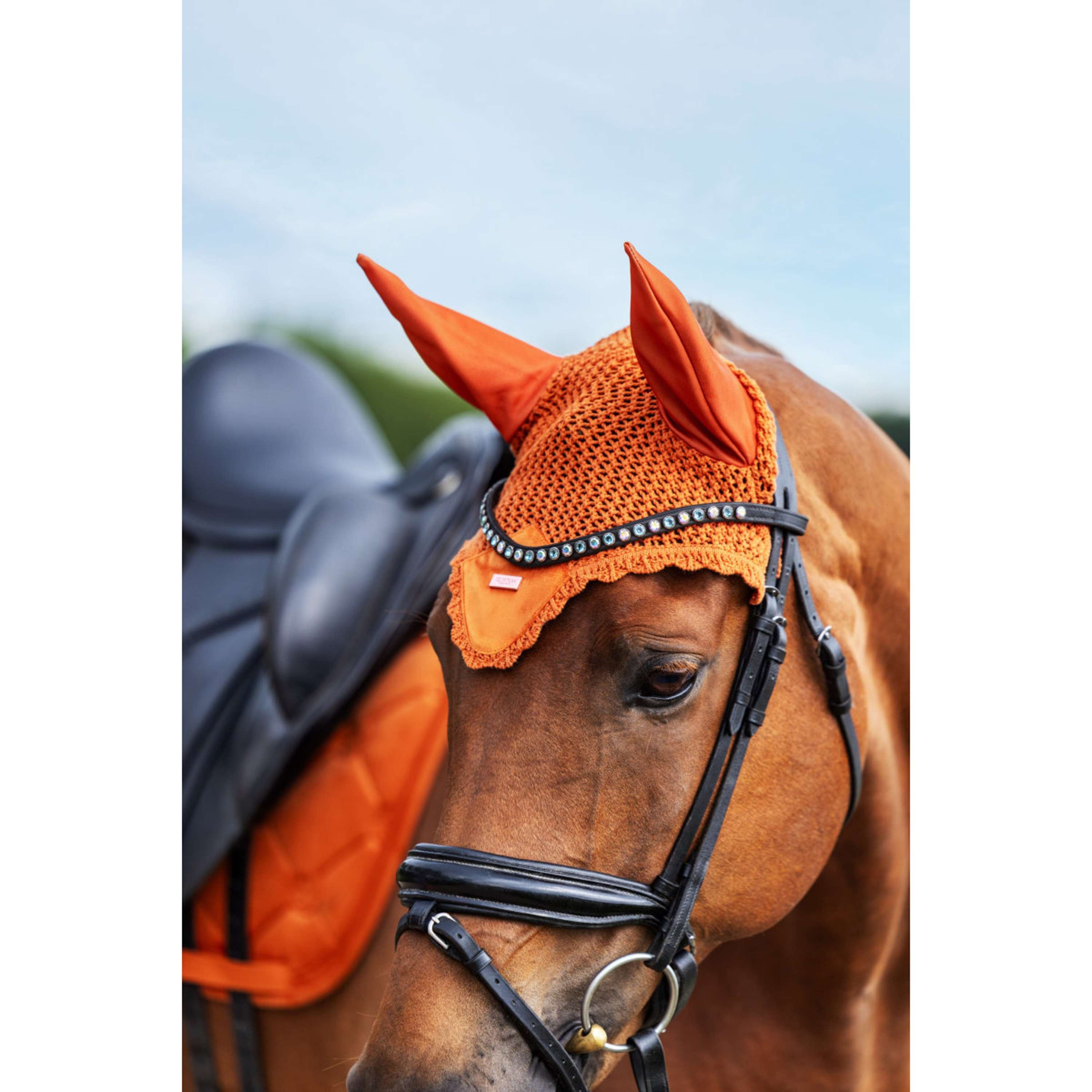 Equestrian Stockholm Ear Bonnet Velvet Chestnut