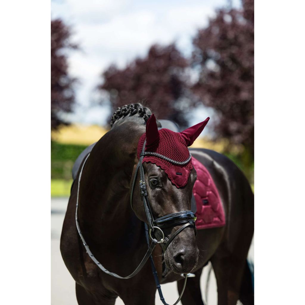Equestrian Stockholm Ear Bonnet Velvet Merlot