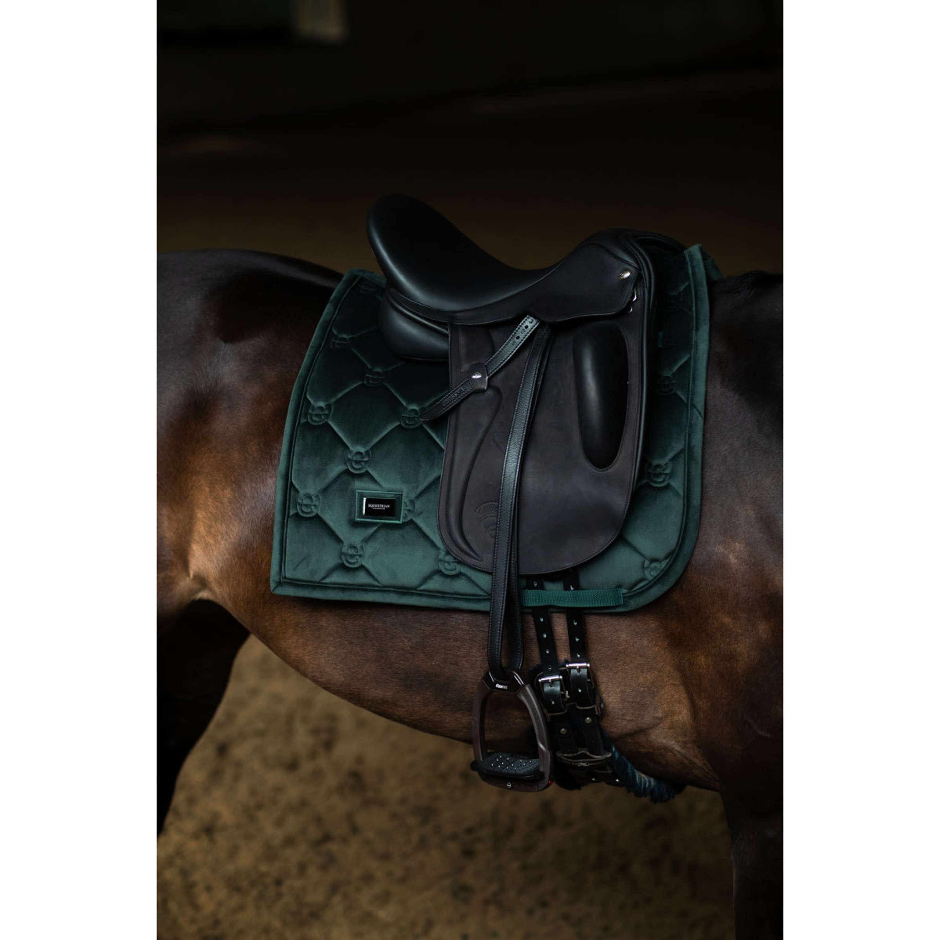 Equestrian Stockholm Saddlepad Velvet Dressage Sycamore Green