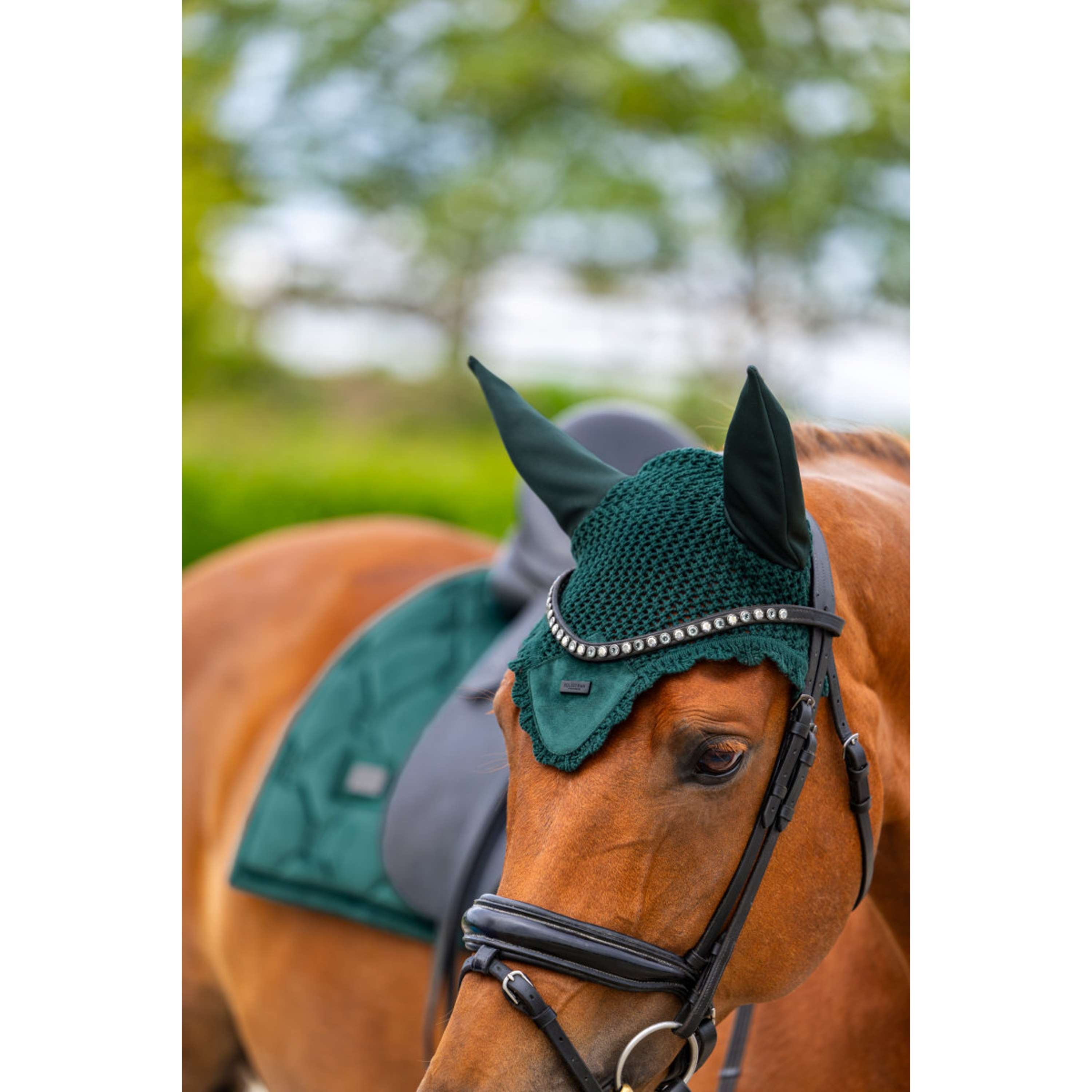 Equestrian Stockholm Ear Bonnet Velvet Sycamore Green