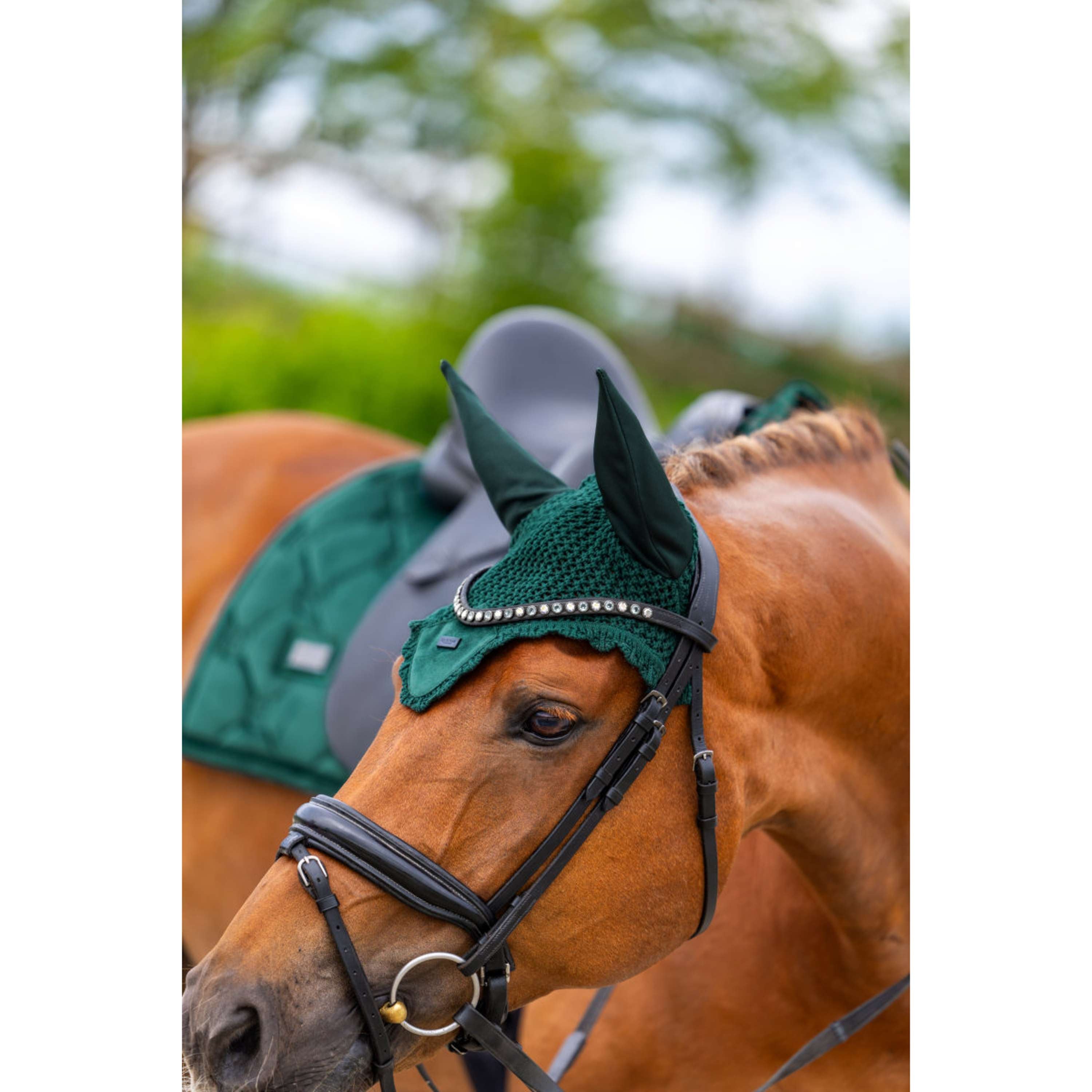 Equestrian Stockholm Ear Bonnet Velvet Sycamore Green