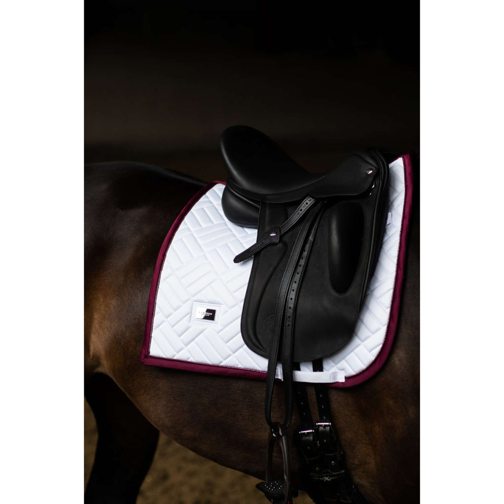 Equestrian Stockholm Saddlepad Modern Dressage White/Merlot