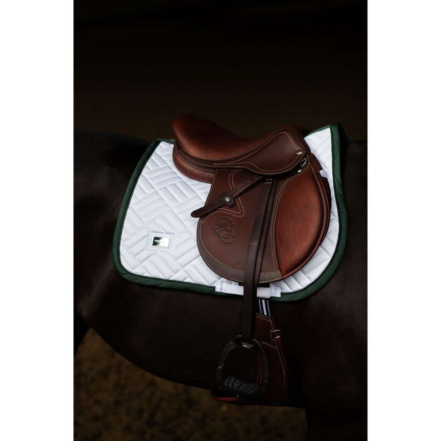 Equestrian Stockholm Saddlepad Modern Jumping White/Sycamore Green