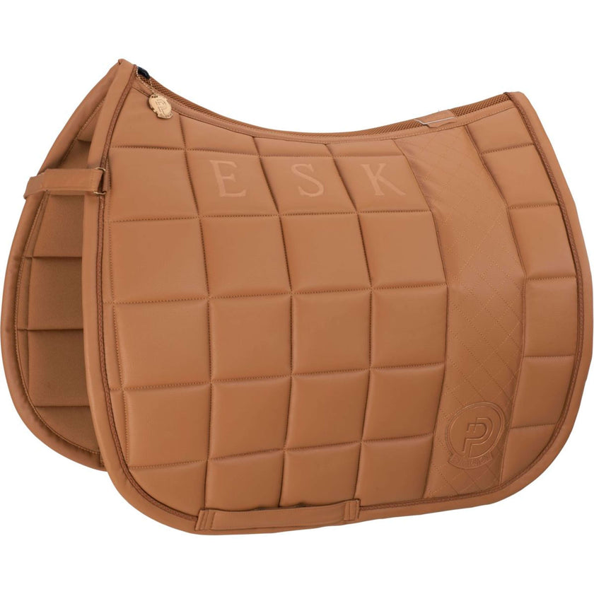 Eskadron Platinum Saddlepad Dressage Big Square Faux Leather Cognac