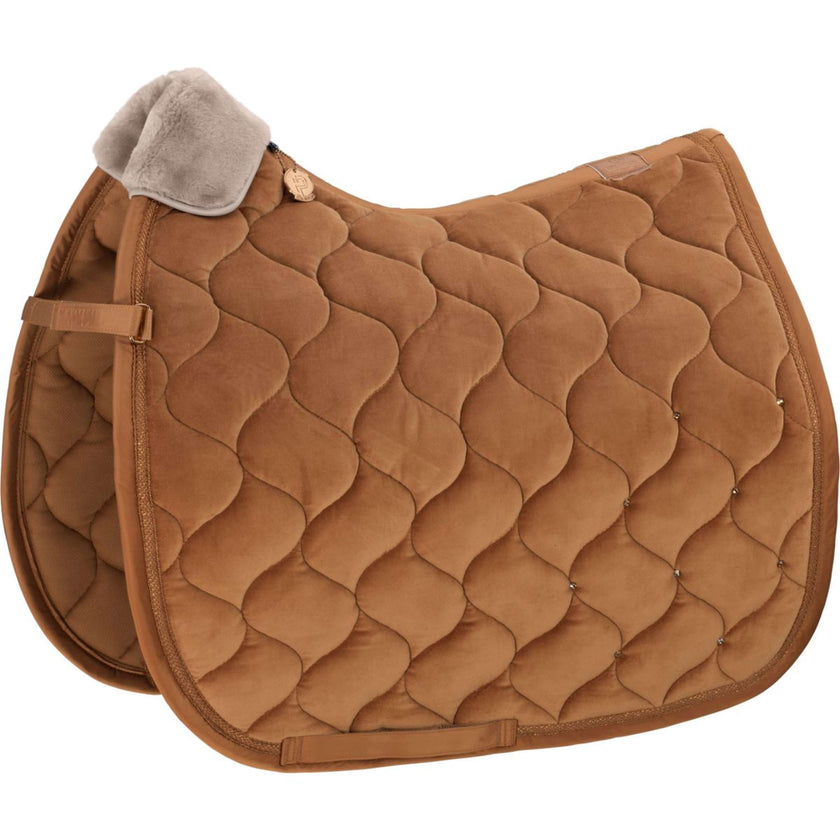 Eskadron Platinum Saddlepad Dressage Velvet Crystal Cognac