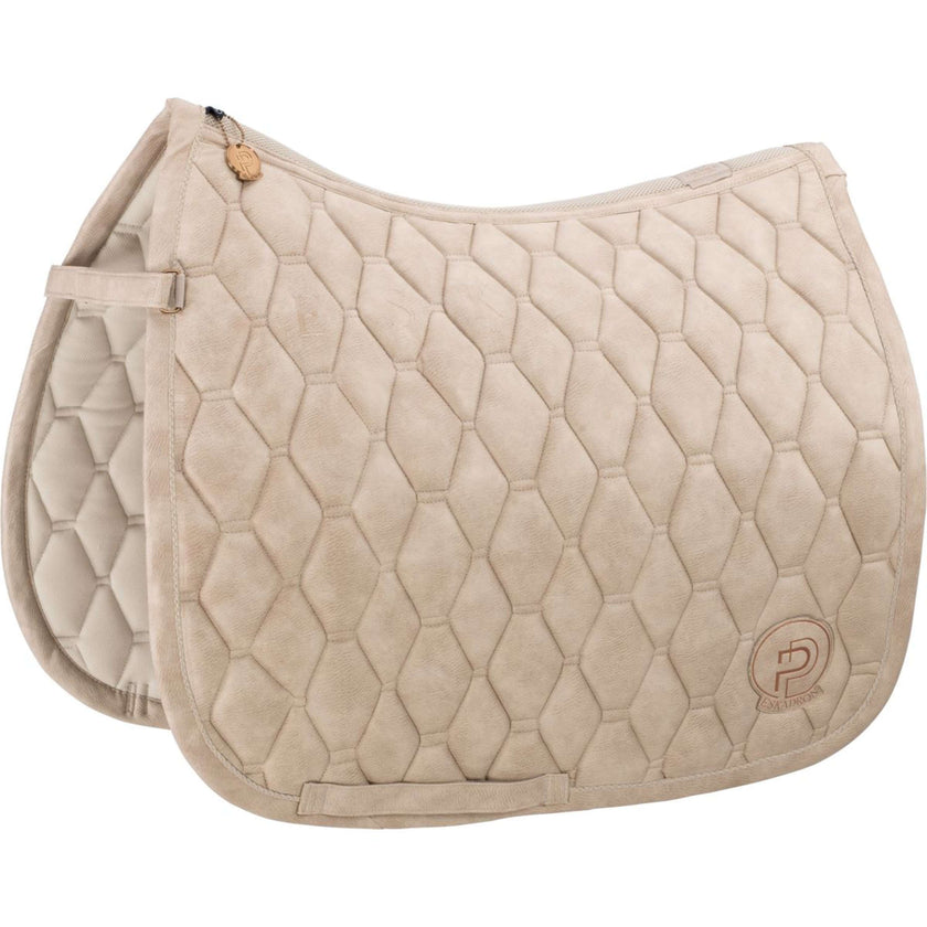 Eskadron Platinum Saddlepad Dressage Metallic Faux Leather Tan Taupe