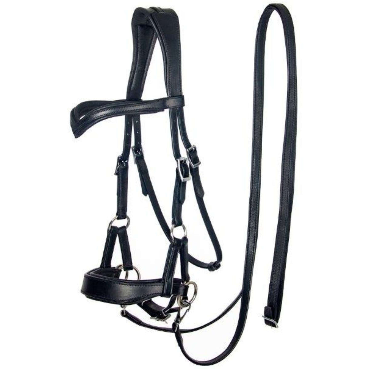 F.R.A. Bit-less Bridle Aruba Side Pull Softleather Reins Black