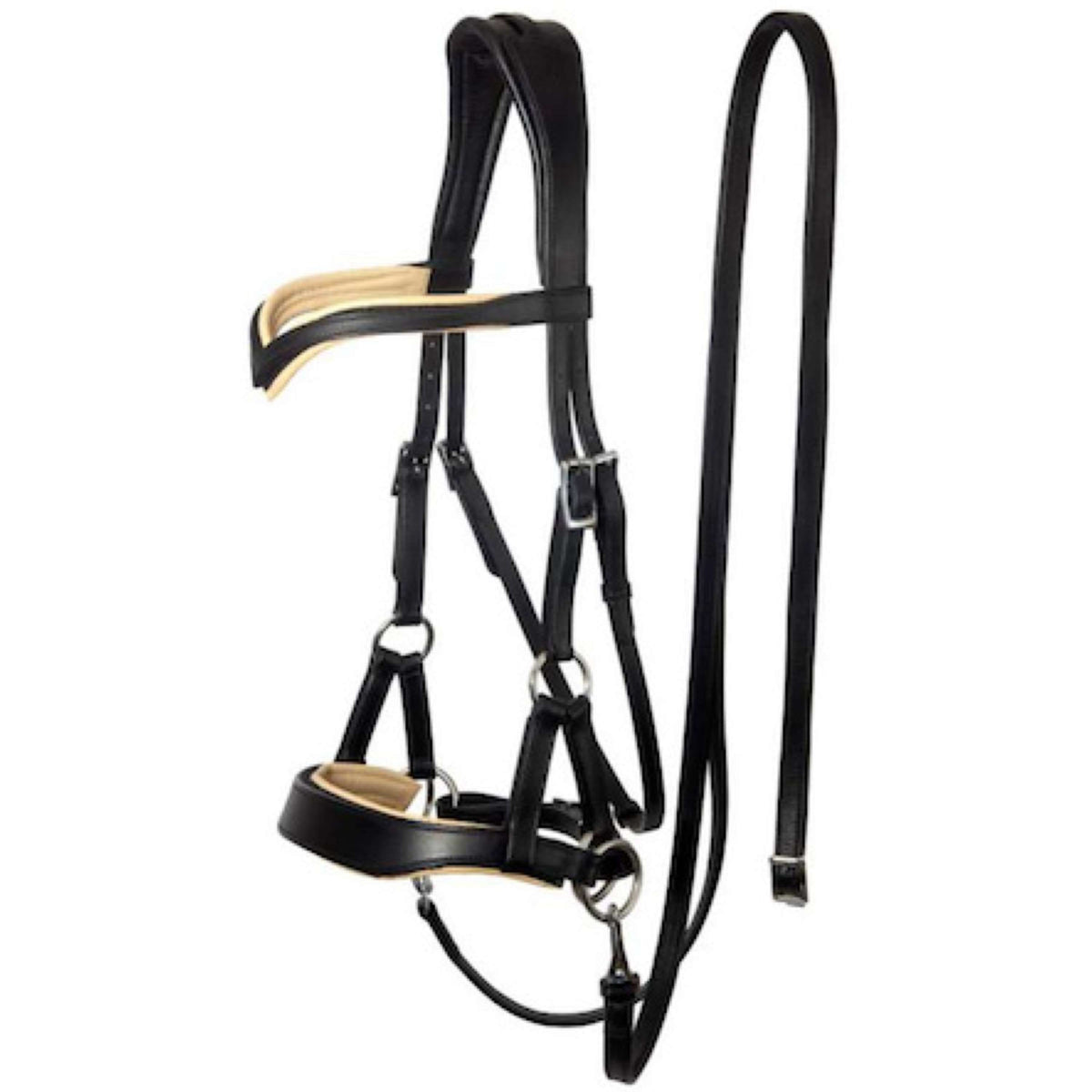 F.R.A. Bit-less Bridle Aruba Side Pull Softleather Reins Brown