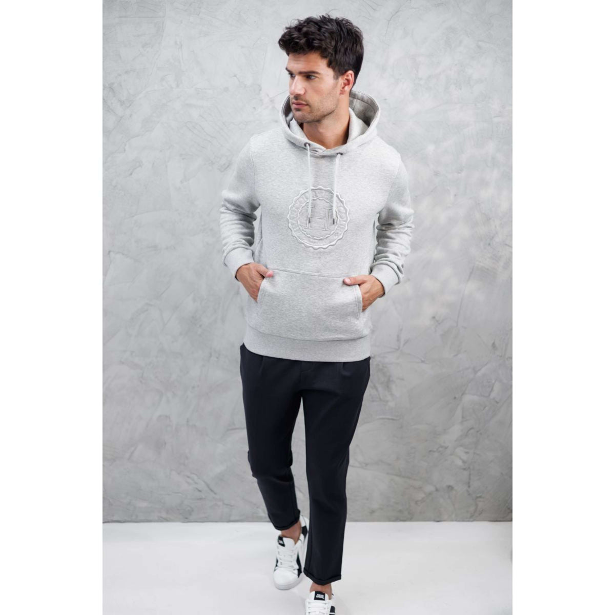 Harcour Hoodie Samy Unisex Grey Melange