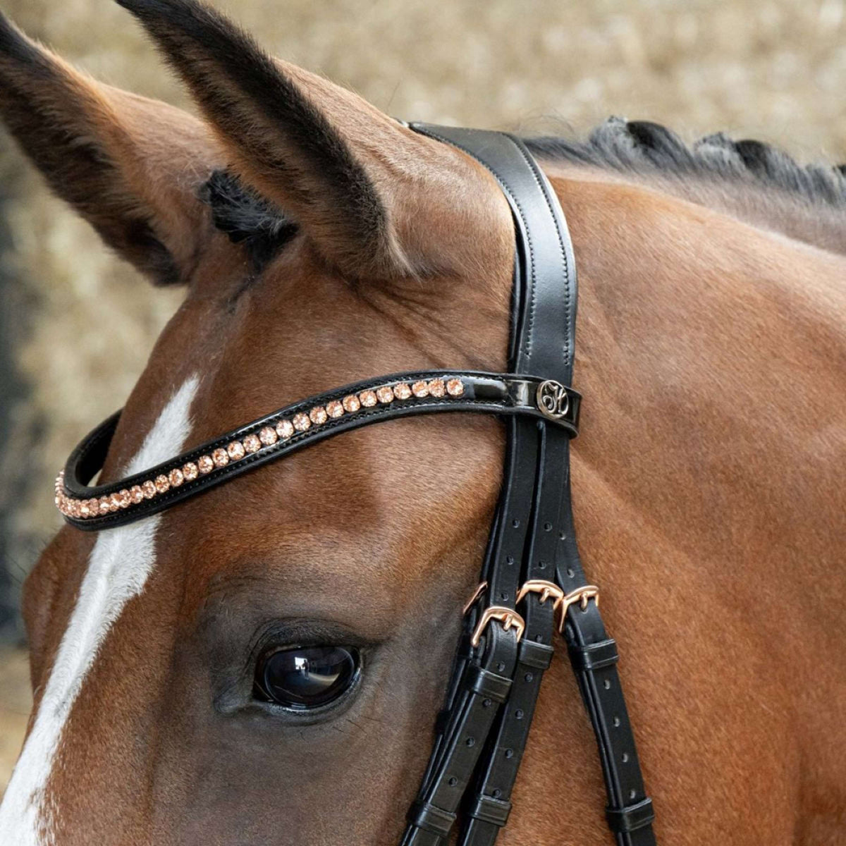 Harry's Horse Double Bridle Soft Rosegold Black