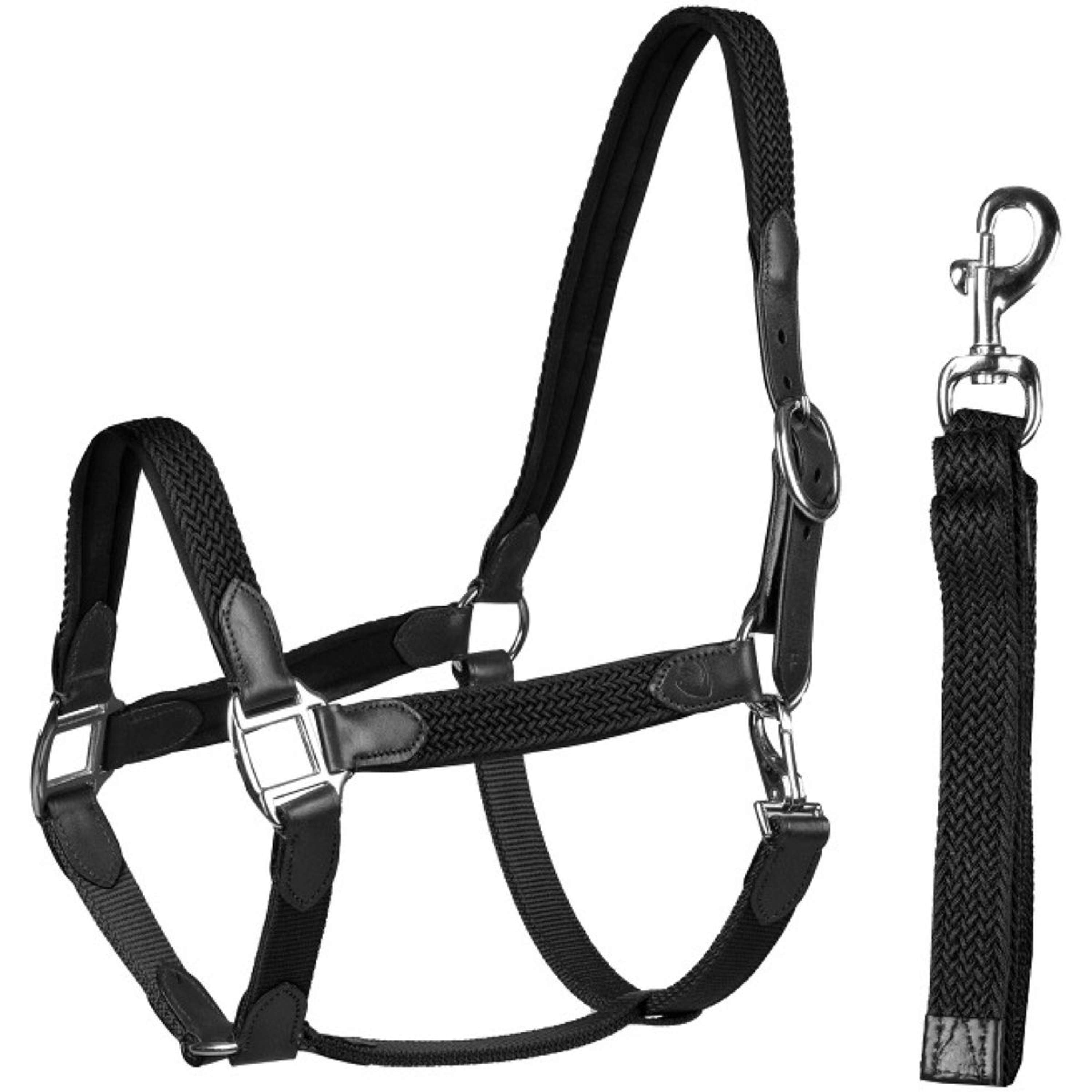 HORKA Halter Set Leather with braided nylon Black