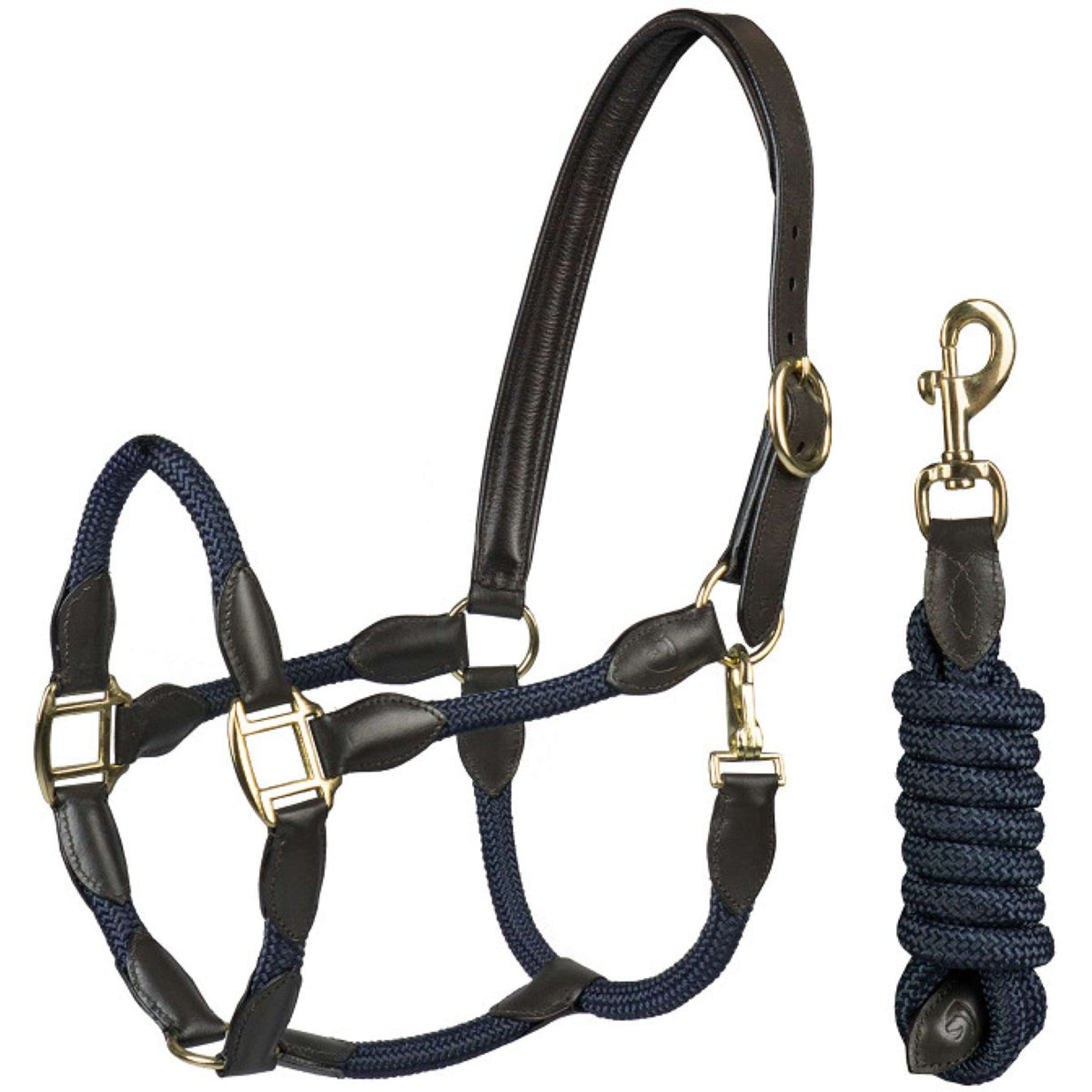 HORKA Halter Set Leather with rope Brown/blue