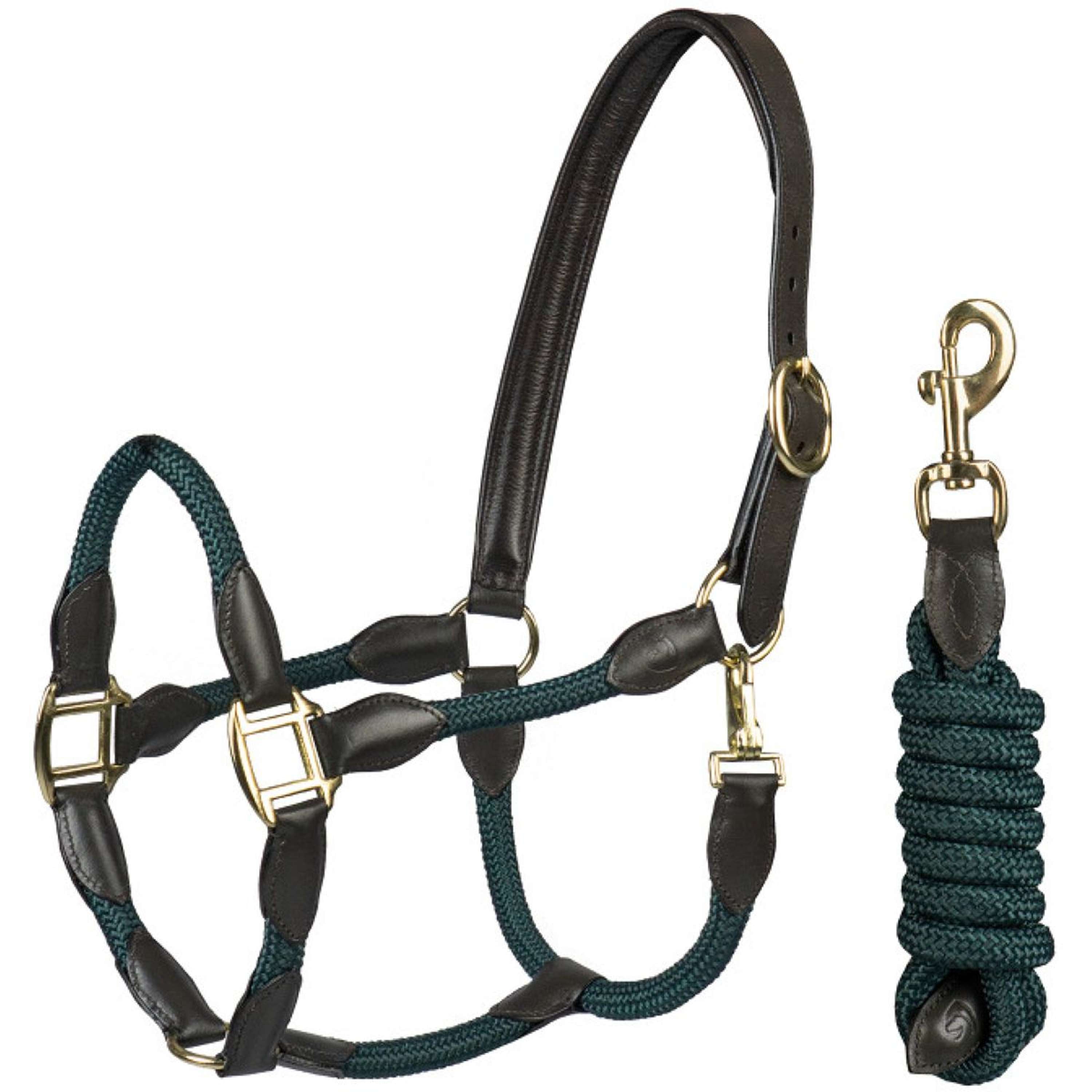 HORKA Halter Set Leather with rope Brown Green